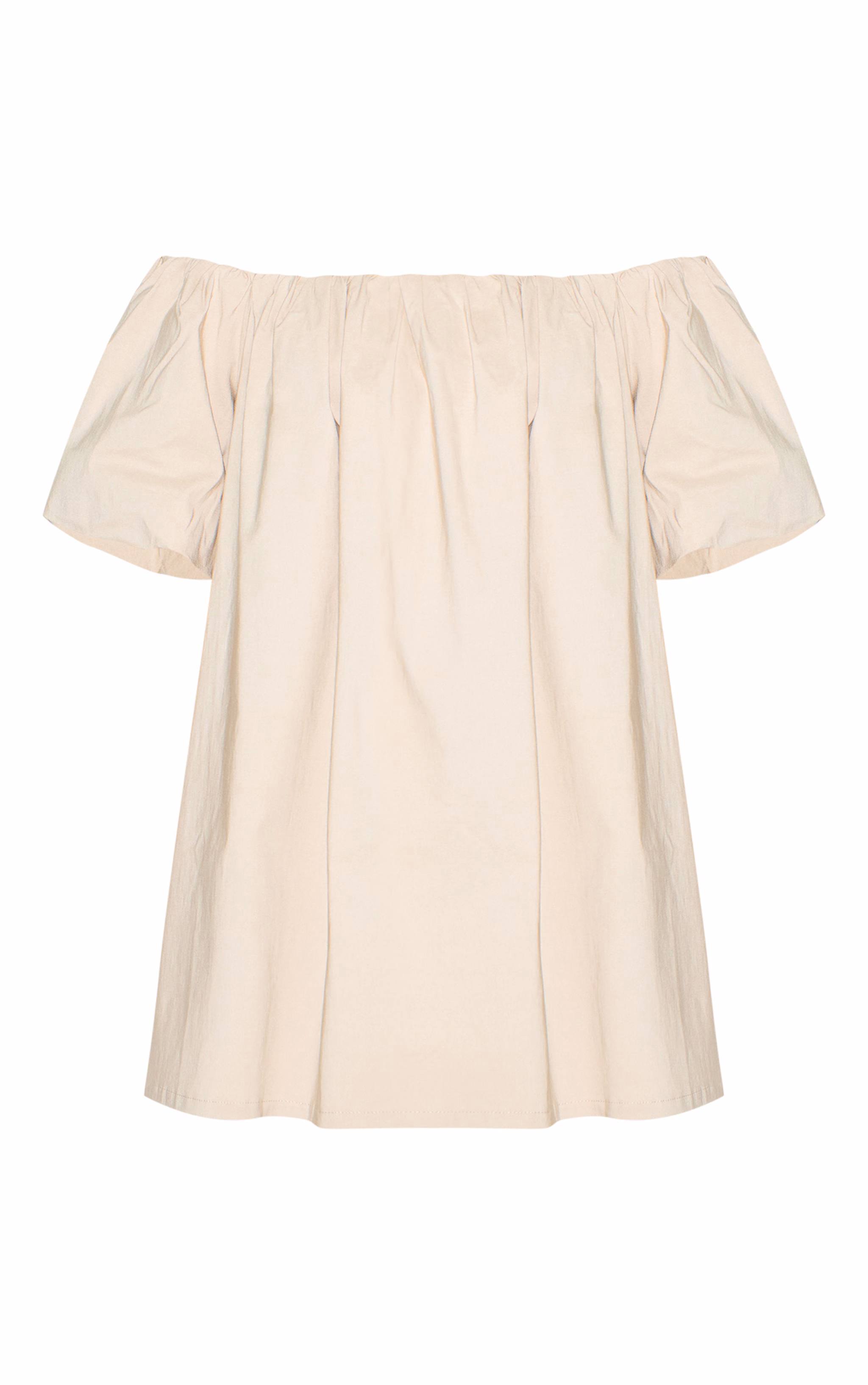 Stone Bardot Puff Sleeve Shift Dress