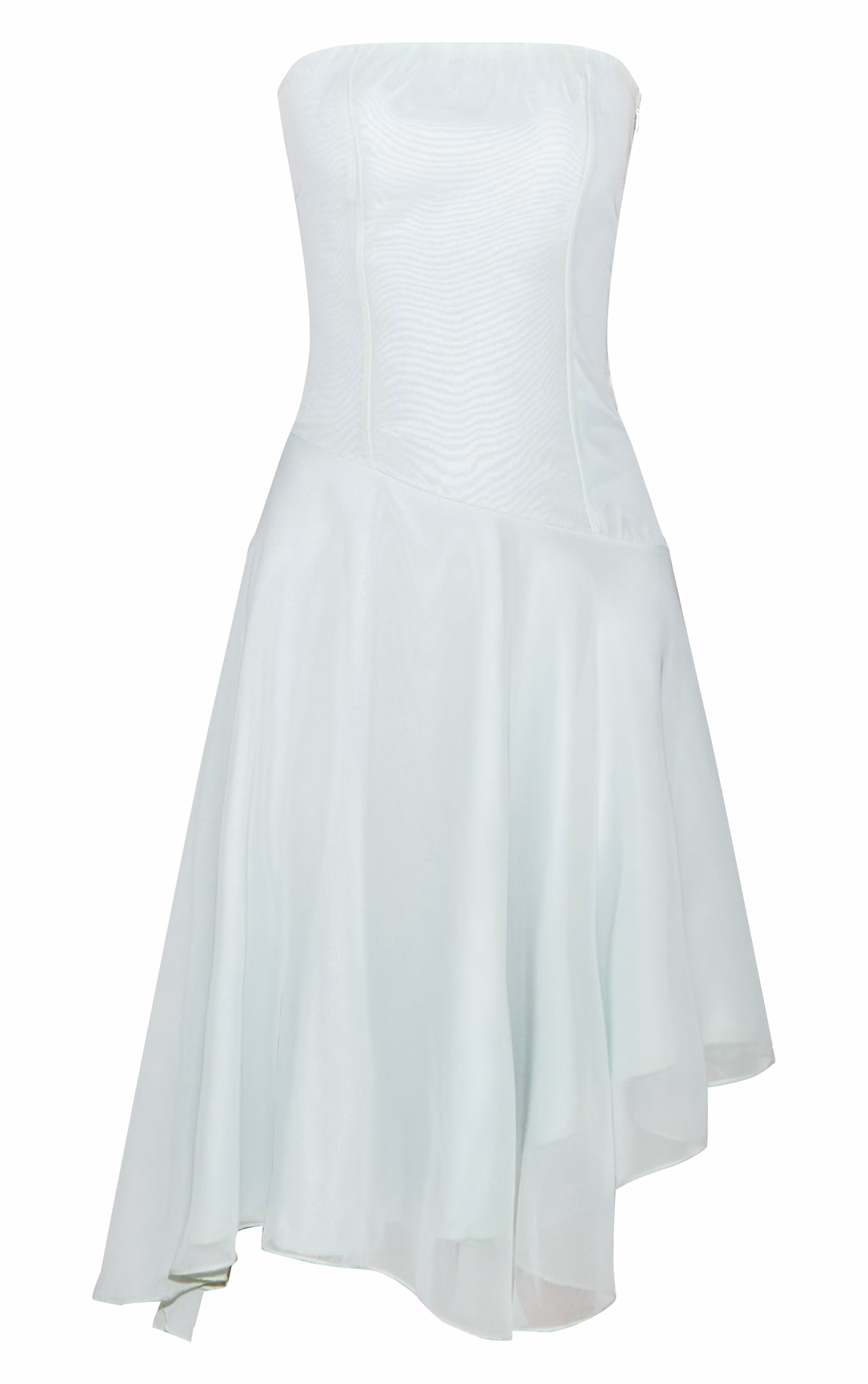 Sage Bandeau Asymmetric Hem Midaxi Dress