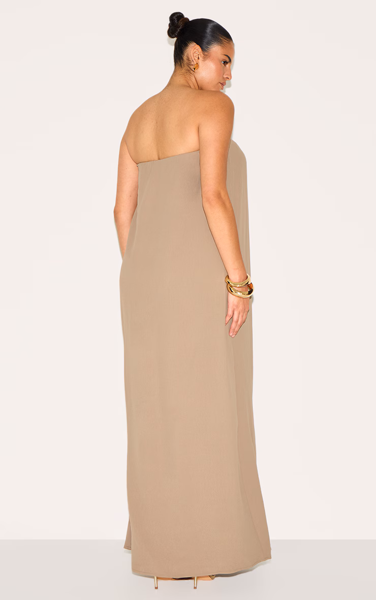 Plus Mushroom Floaty Woven Bandeau Maxi Dress