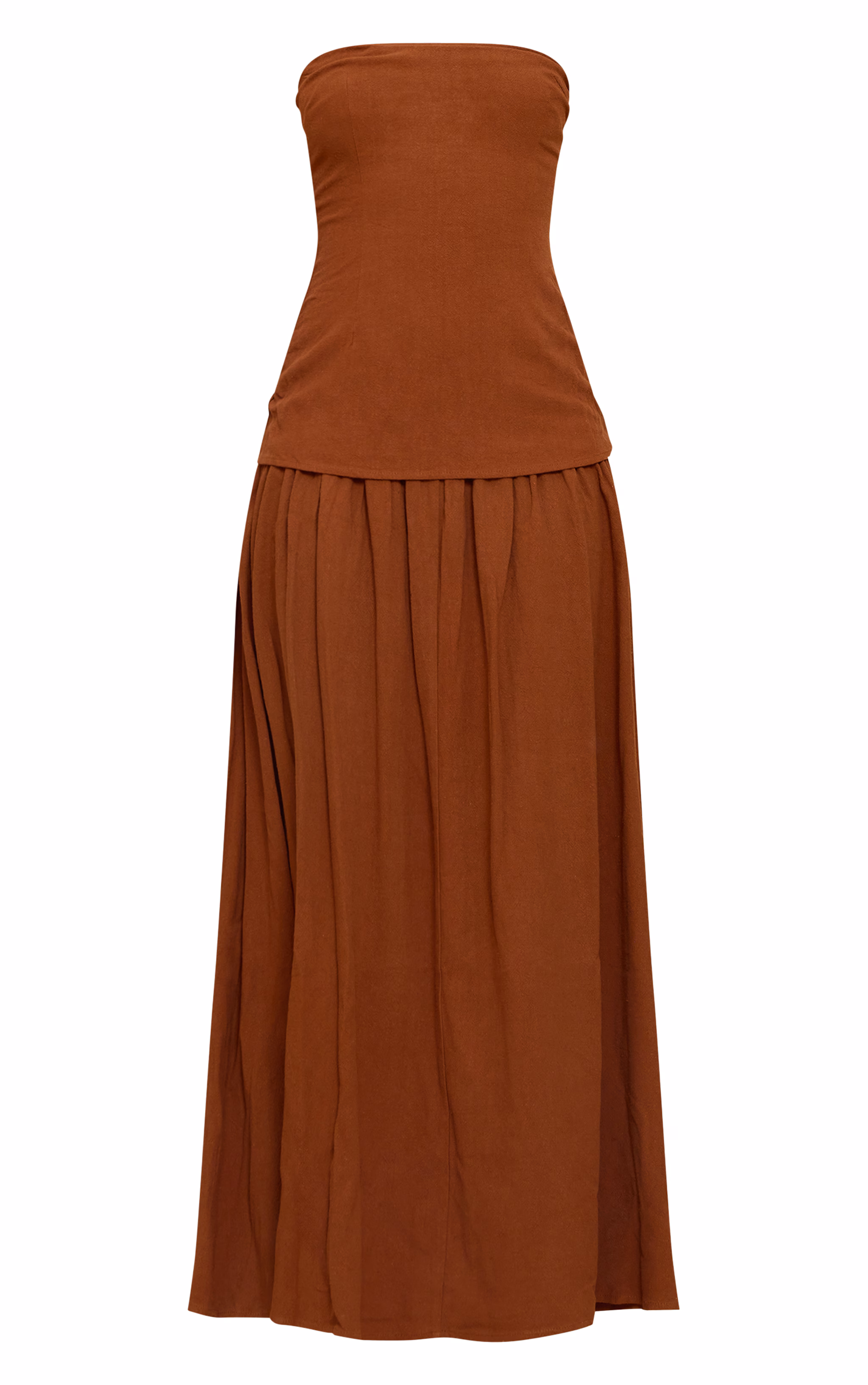 Chestnut Bandeau Long Line Maxi Dress
