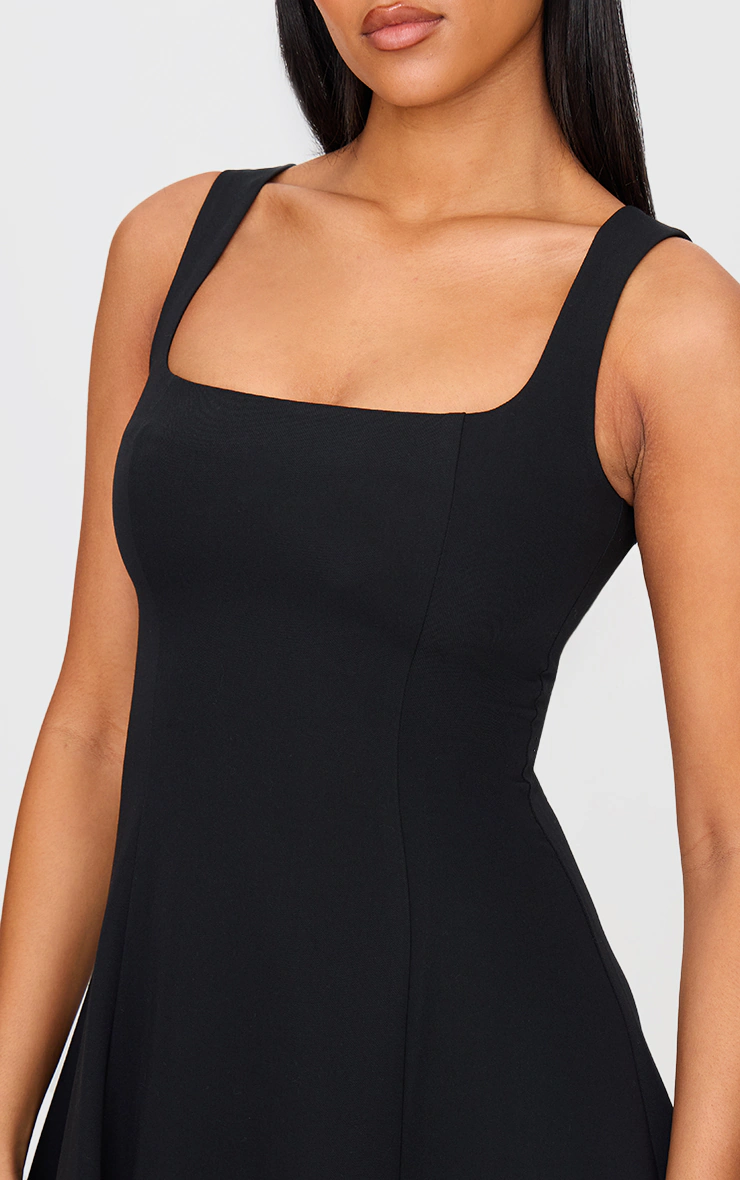 Tall Black Square Neck Midaxi Dress