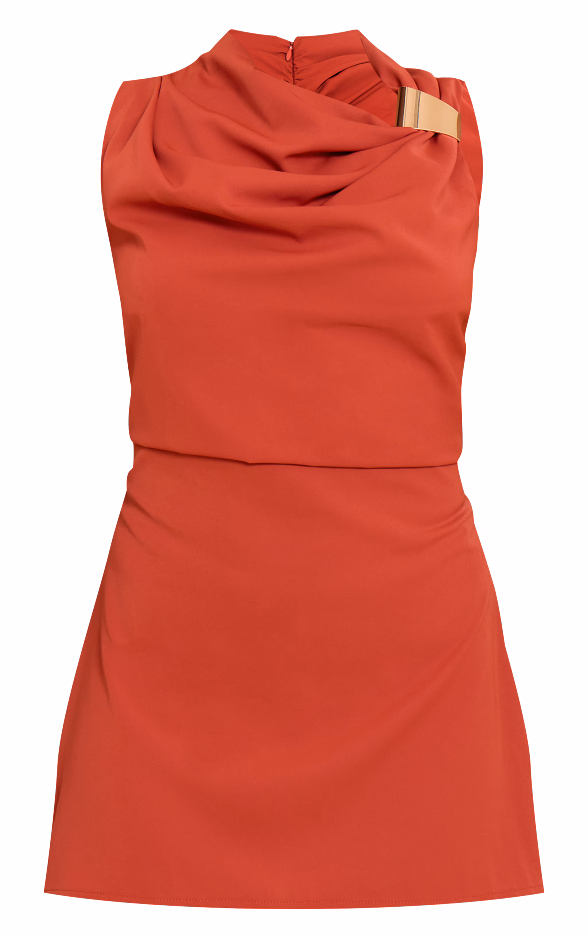 Burnt Orange Trim Shift Mini Dress
