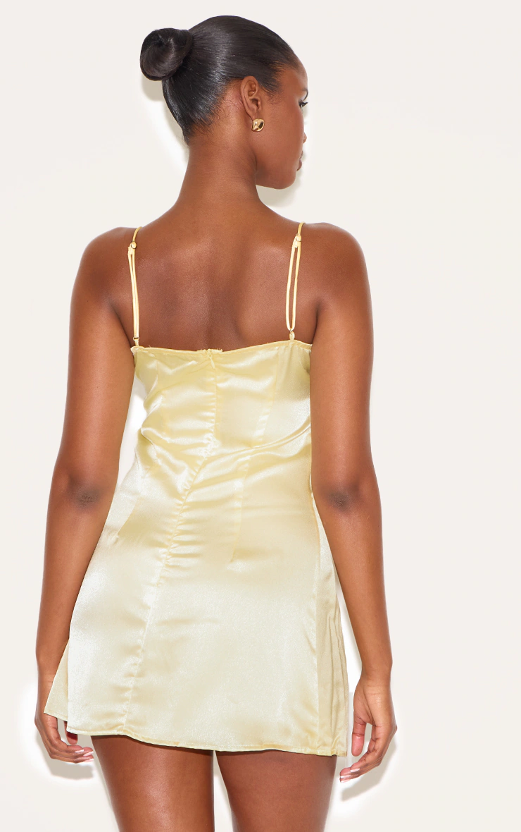 Butter Yellow Satin Shift Dress