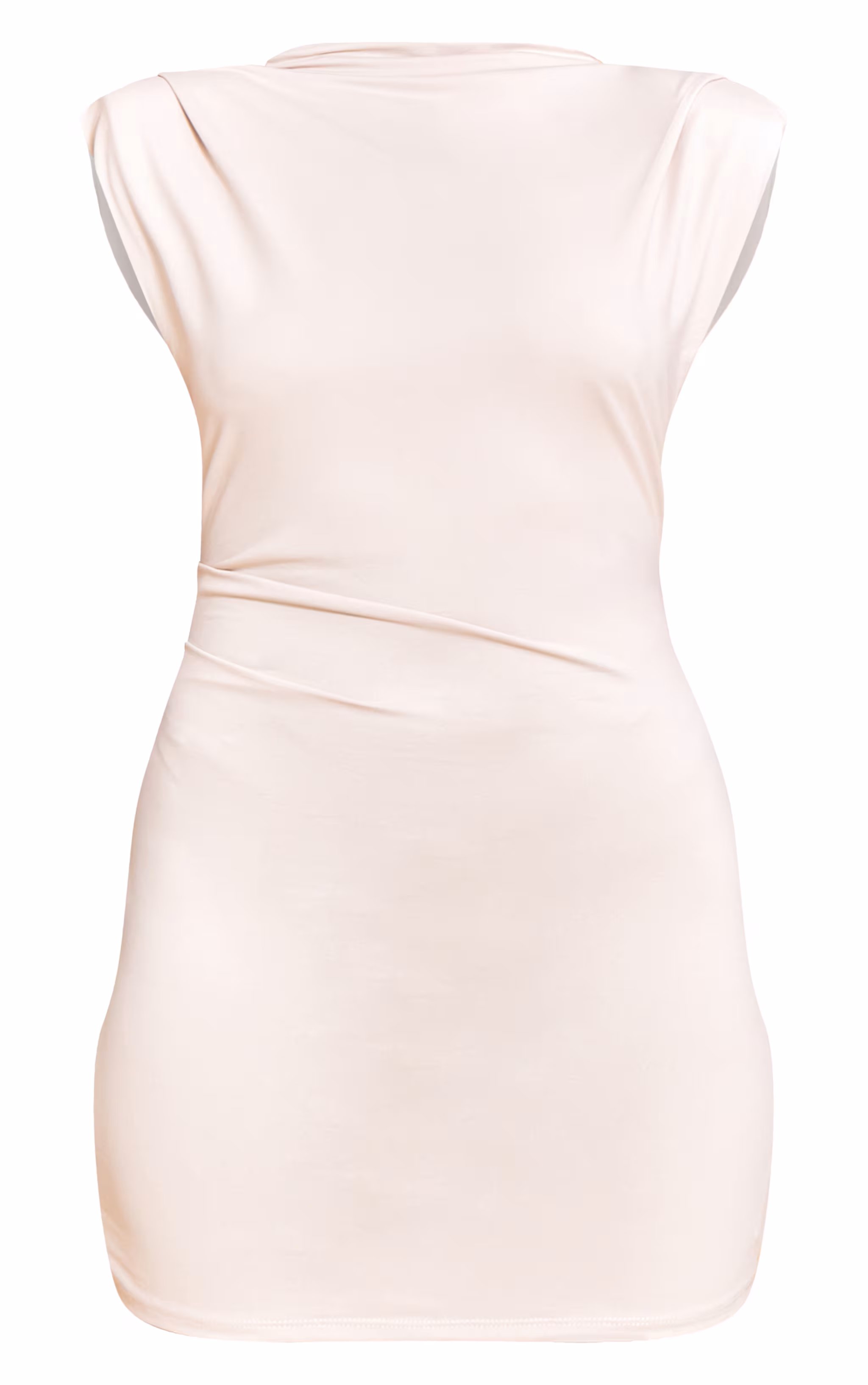Natural Shoulder Pad Boat Neck Bodycon Dress
