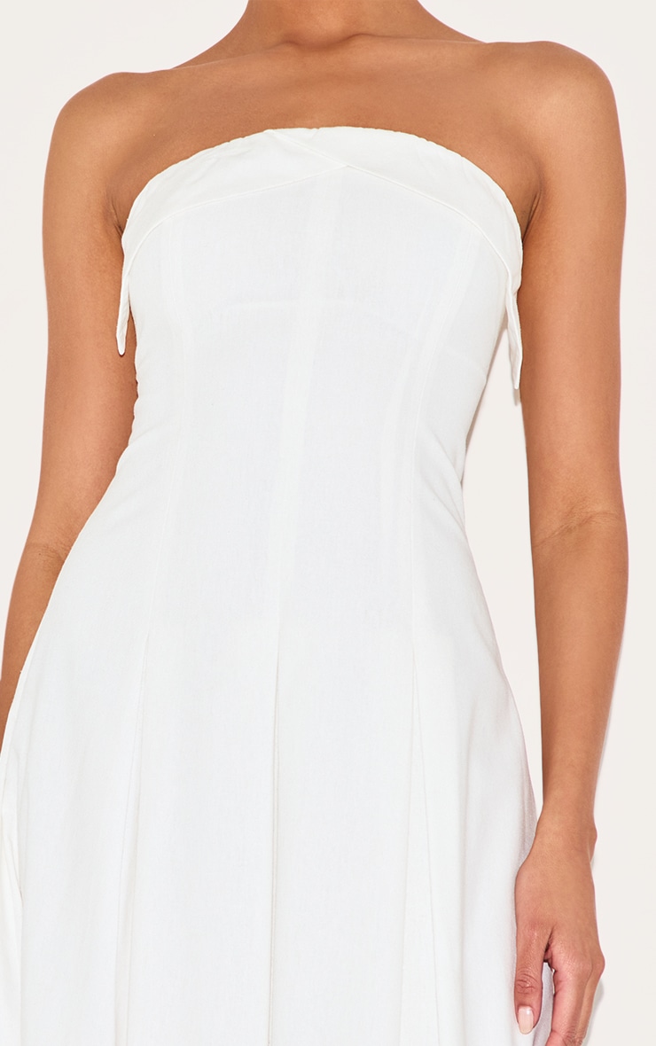 White Bandeau Pleated Midaxi Dress
