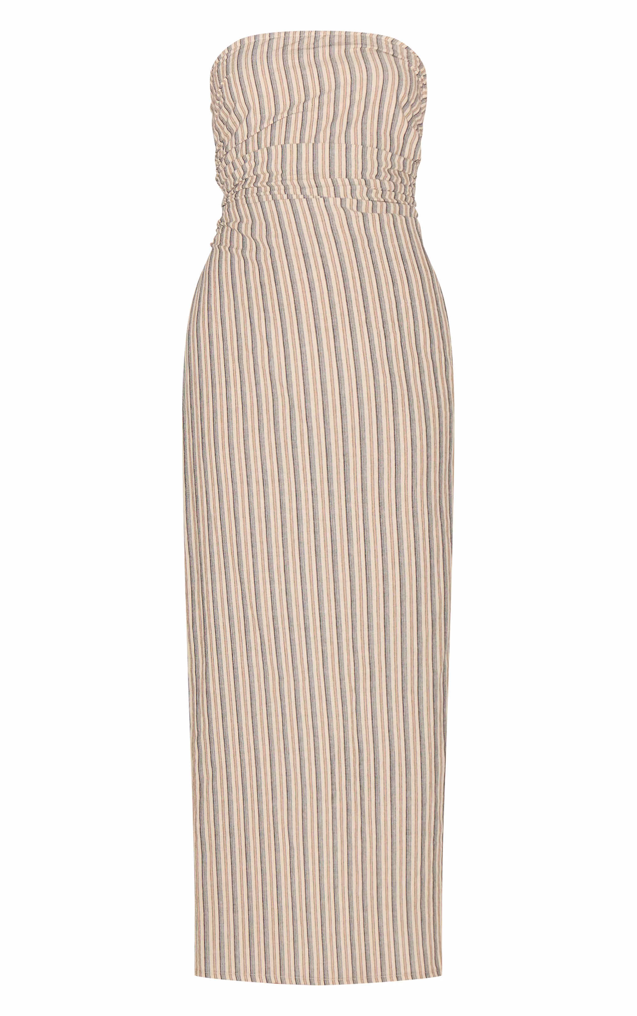 Stone Striped Bandeau Ruched Midaxi Dress