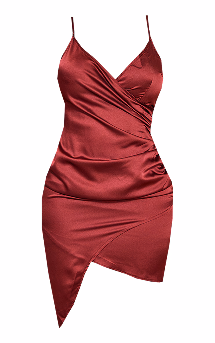 Shape Burgundy Satin Wrap Dress