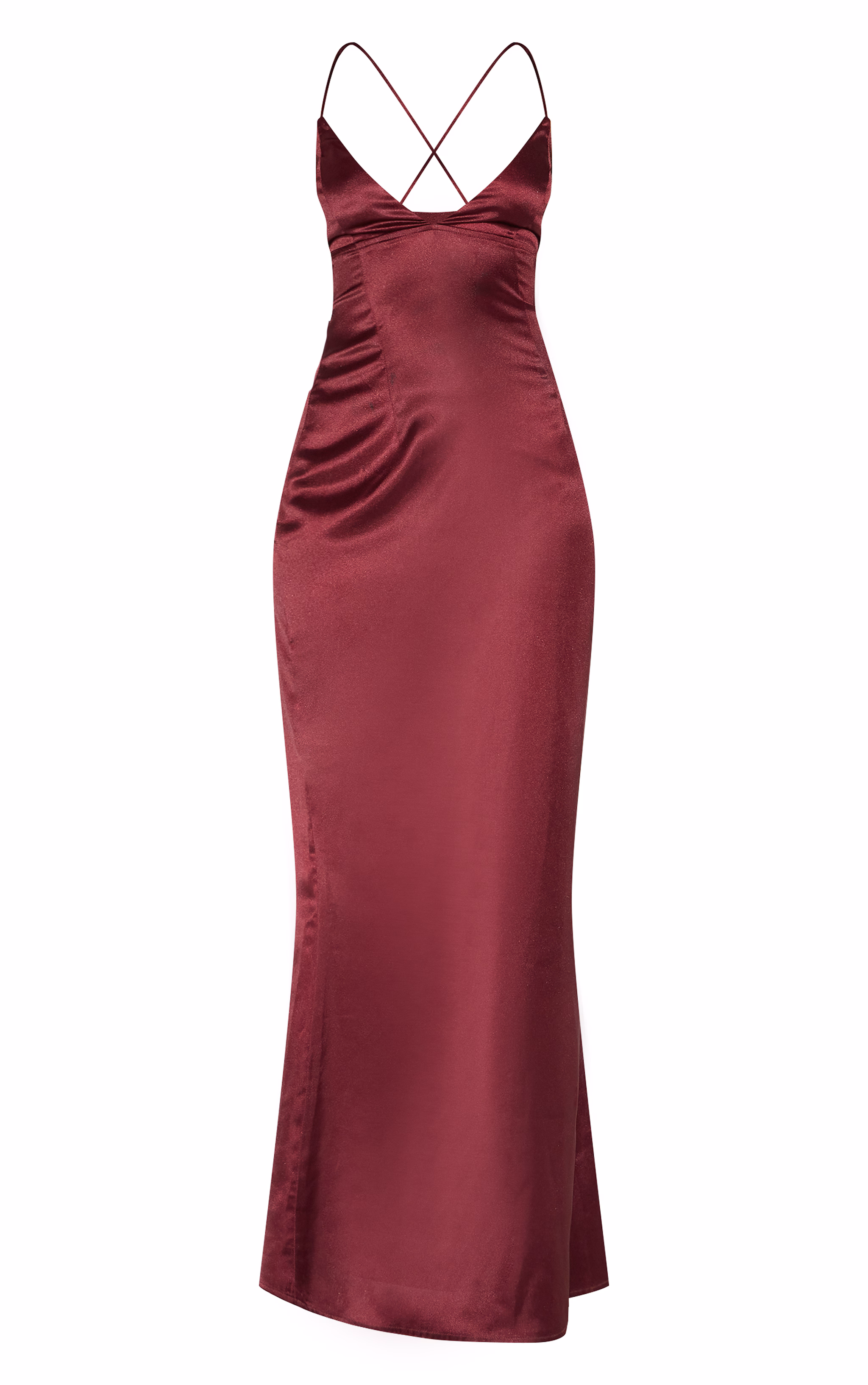 Plum Satin Tie Back Maxi Dress