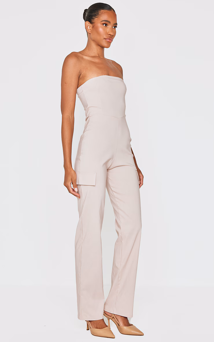 Stone Cargo Style Corset Bandeau Jumpsuit
