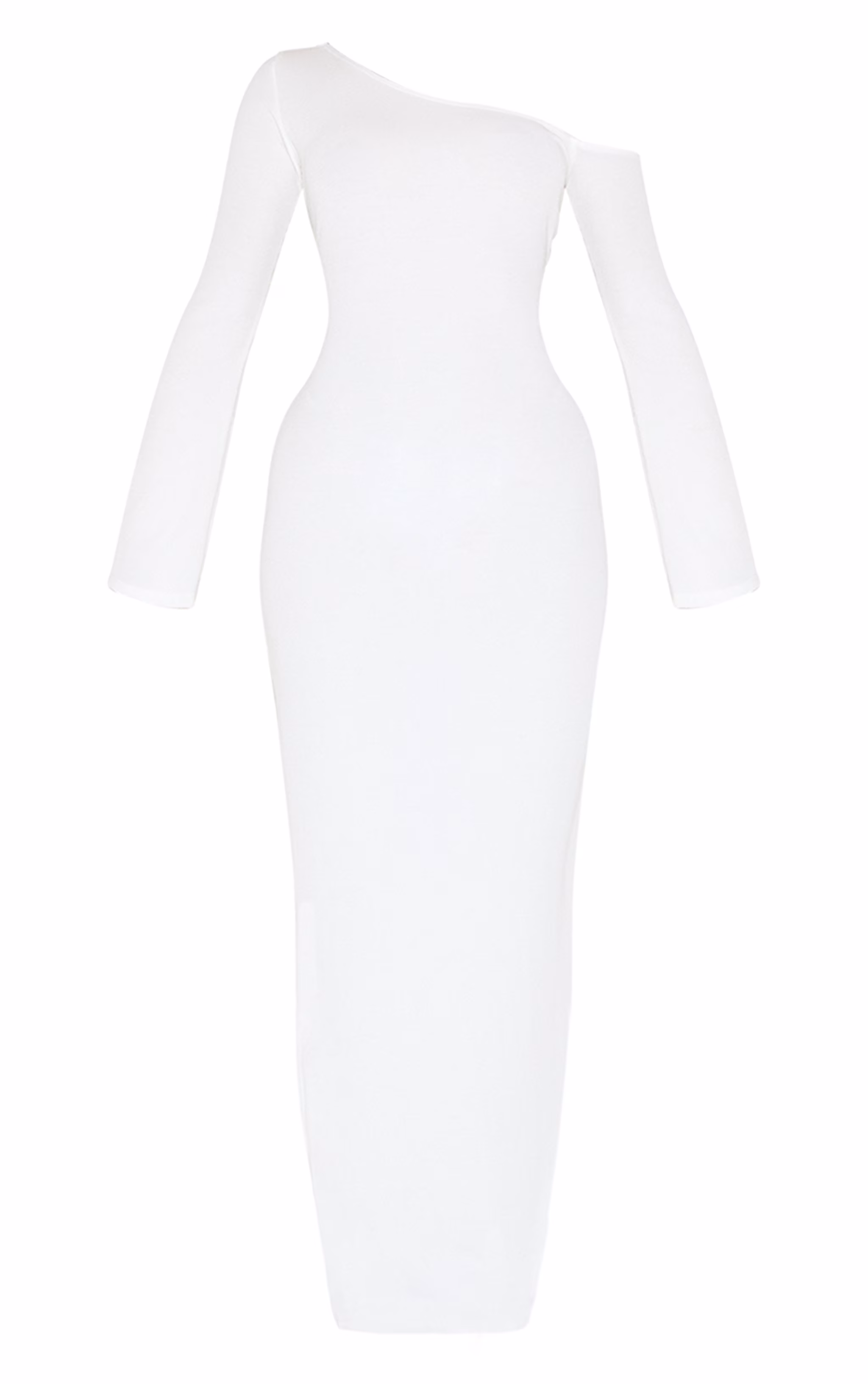 Petite Cream Asymmetric Ribbed Maxi Dress