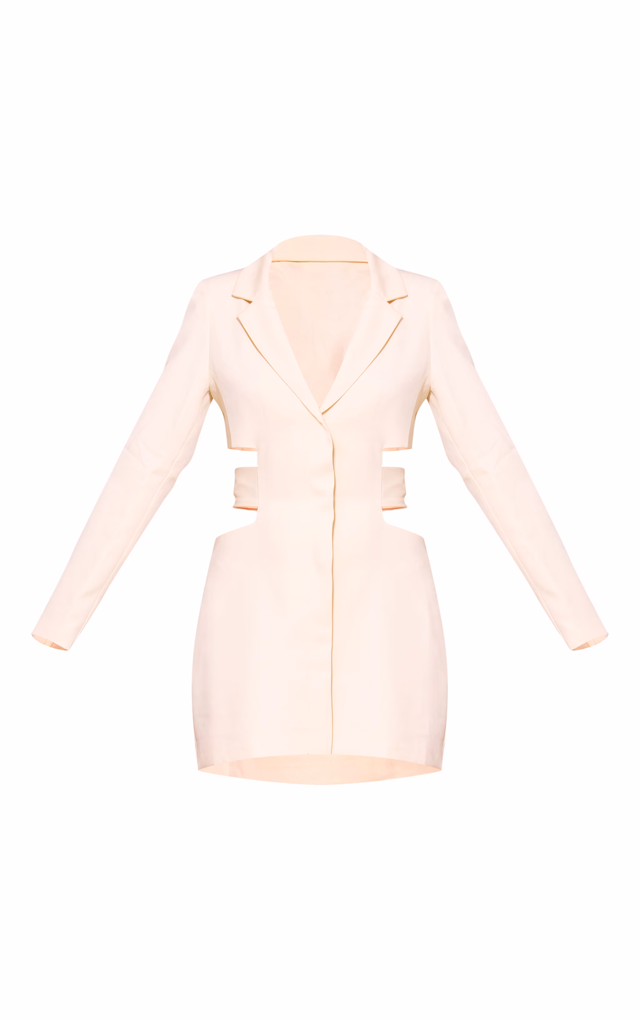 Cream Woven Cut Out Tie Back Blazer Dress