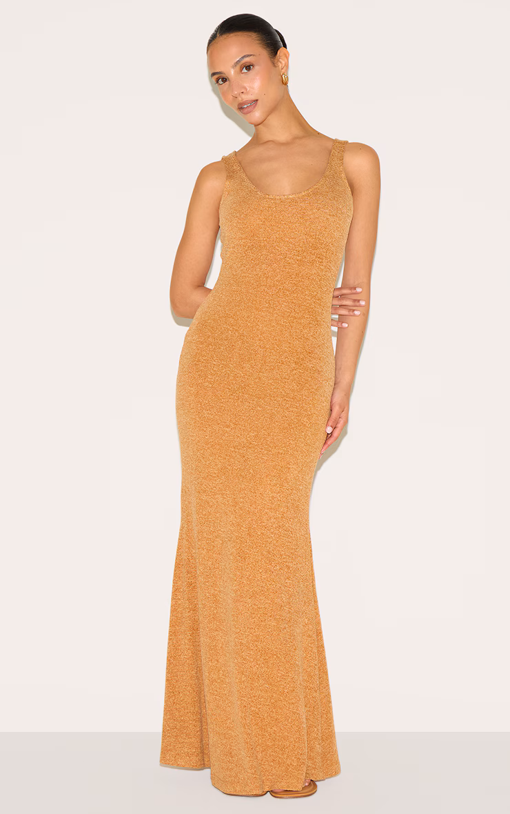 Petite Burnt Orange Fine Knit Maxi Dress