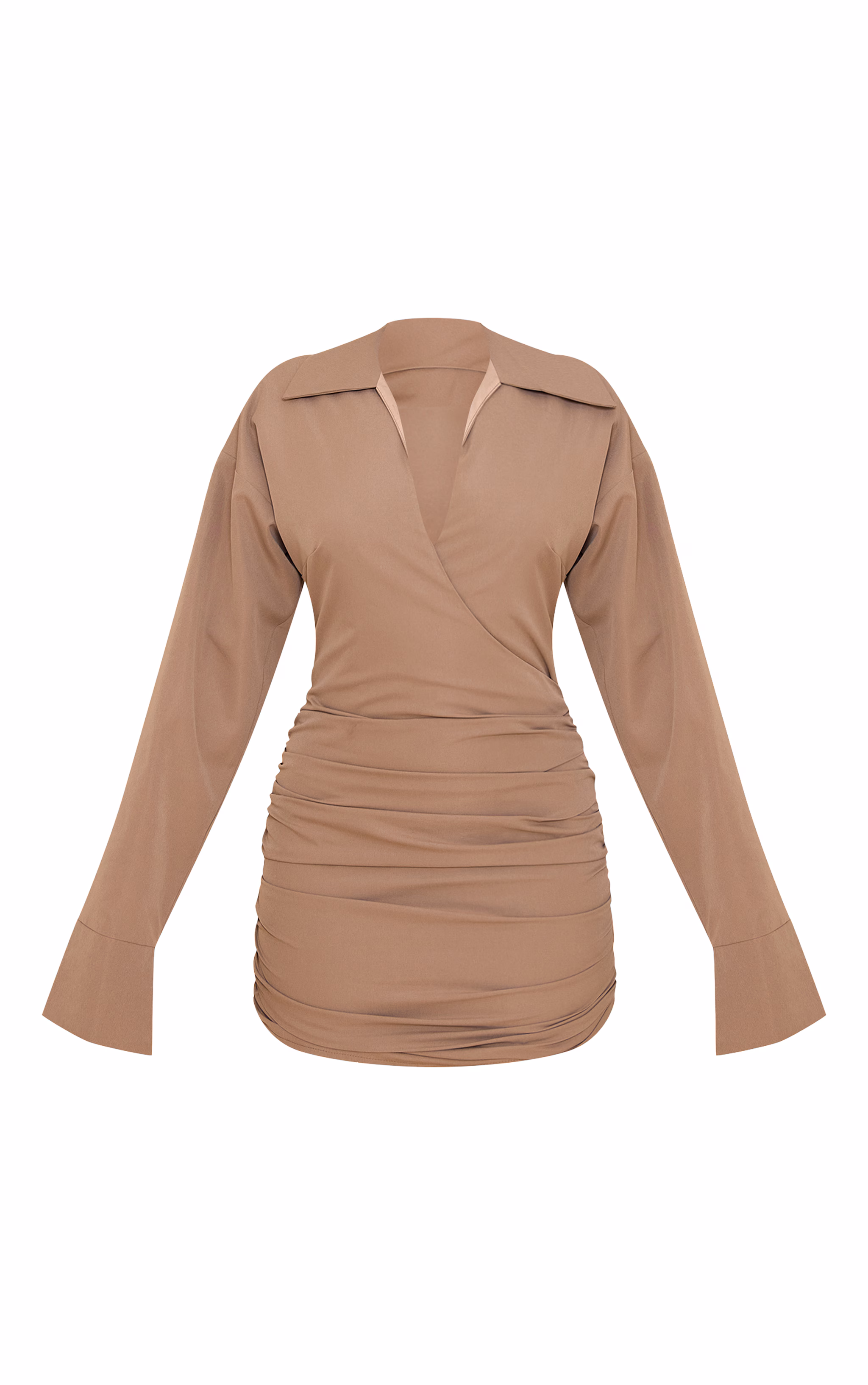 Mushroom Plunge Deep Cuff Shirt Dress