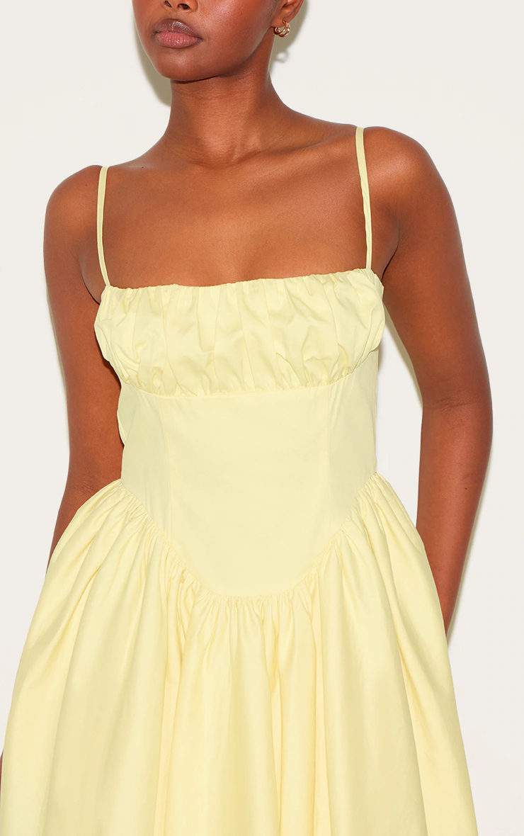 Lemon Ruched Bust Corset Strappy Midaxi Dress