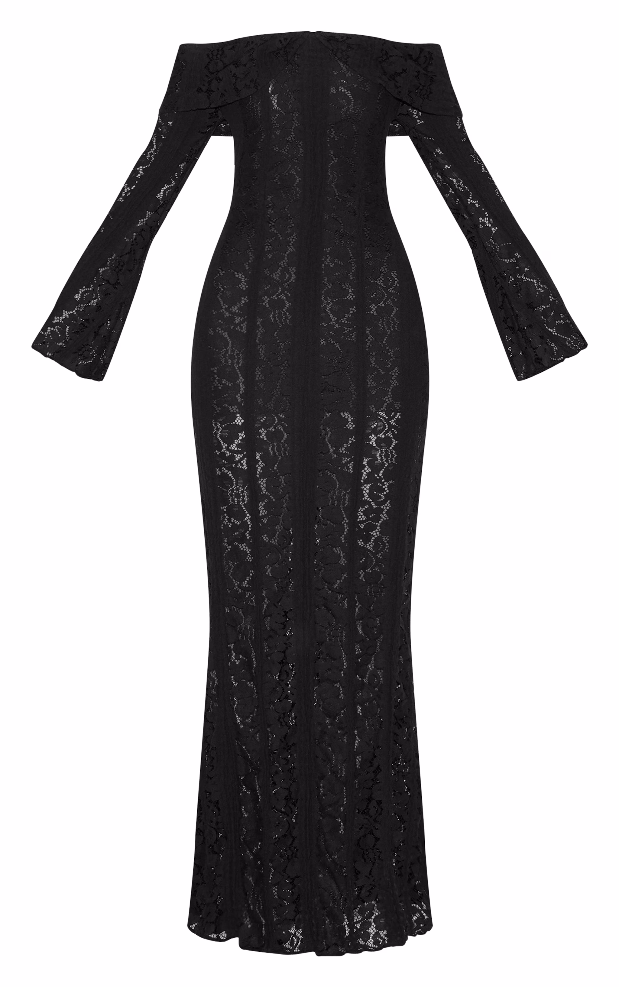 Black Lace Fold Over Bandeau Maxi Dress