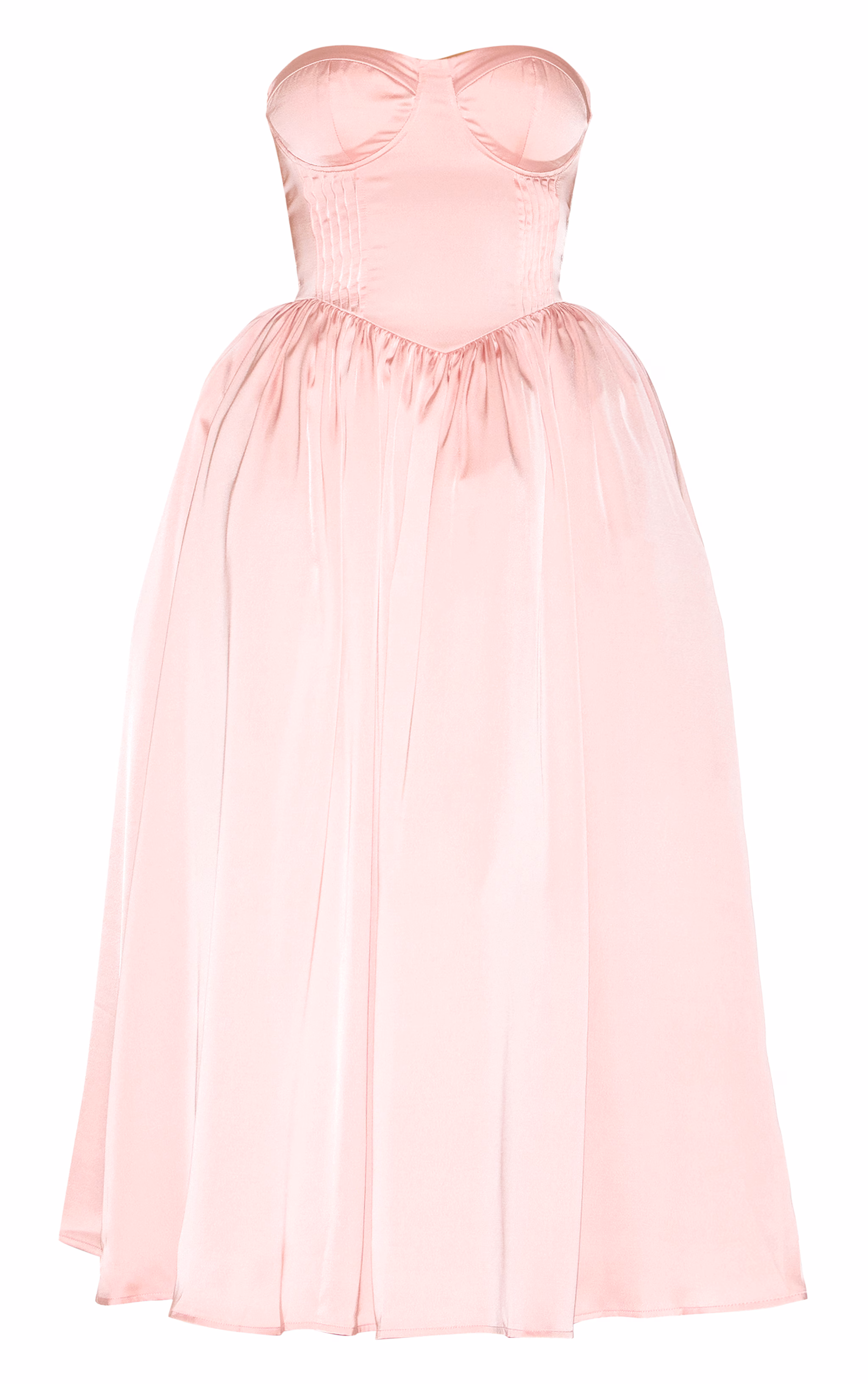 Shape Blush Satin Corseted Shift Midaxi Dress