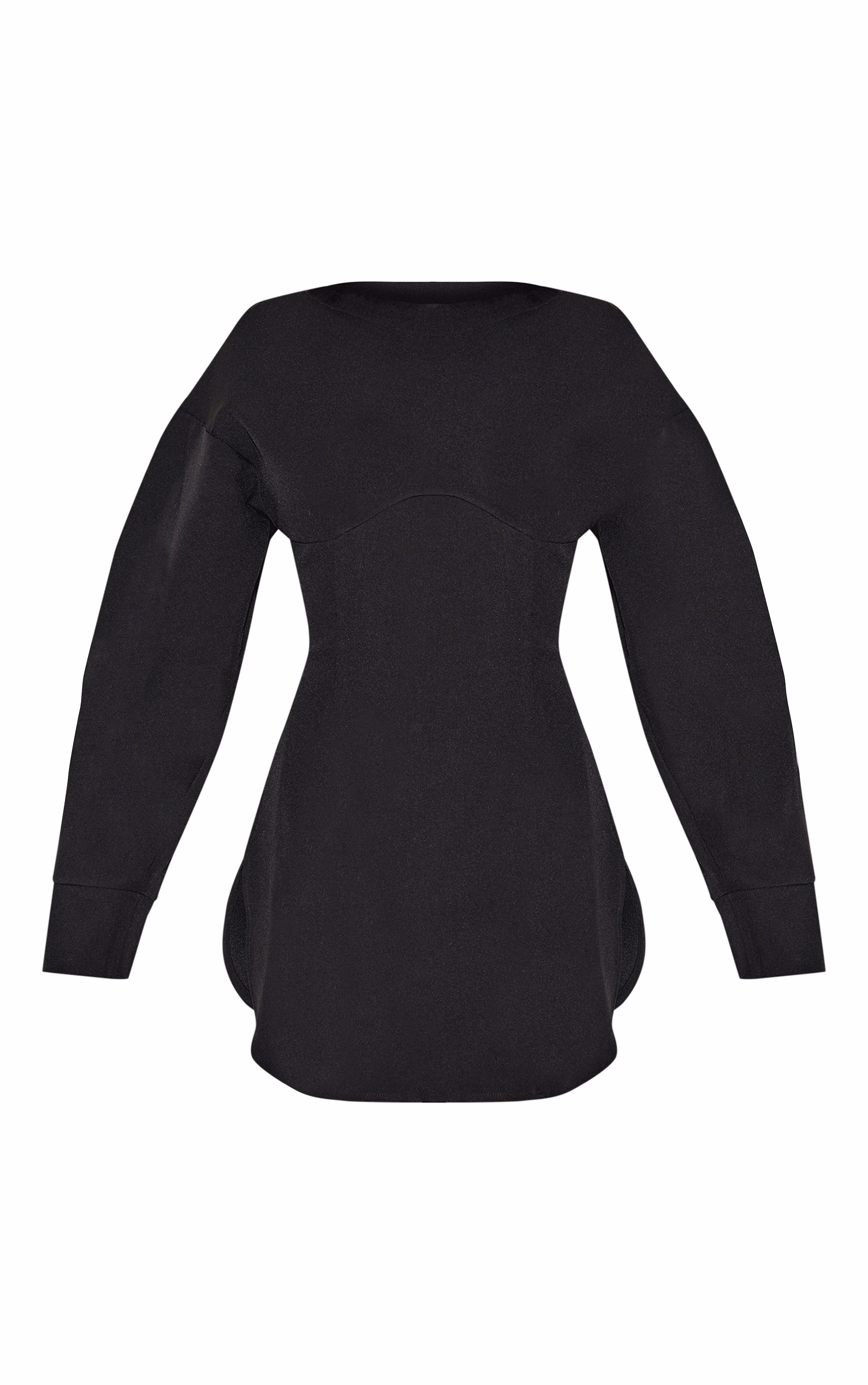 Black Tailored Long Sleeve Shift Dress