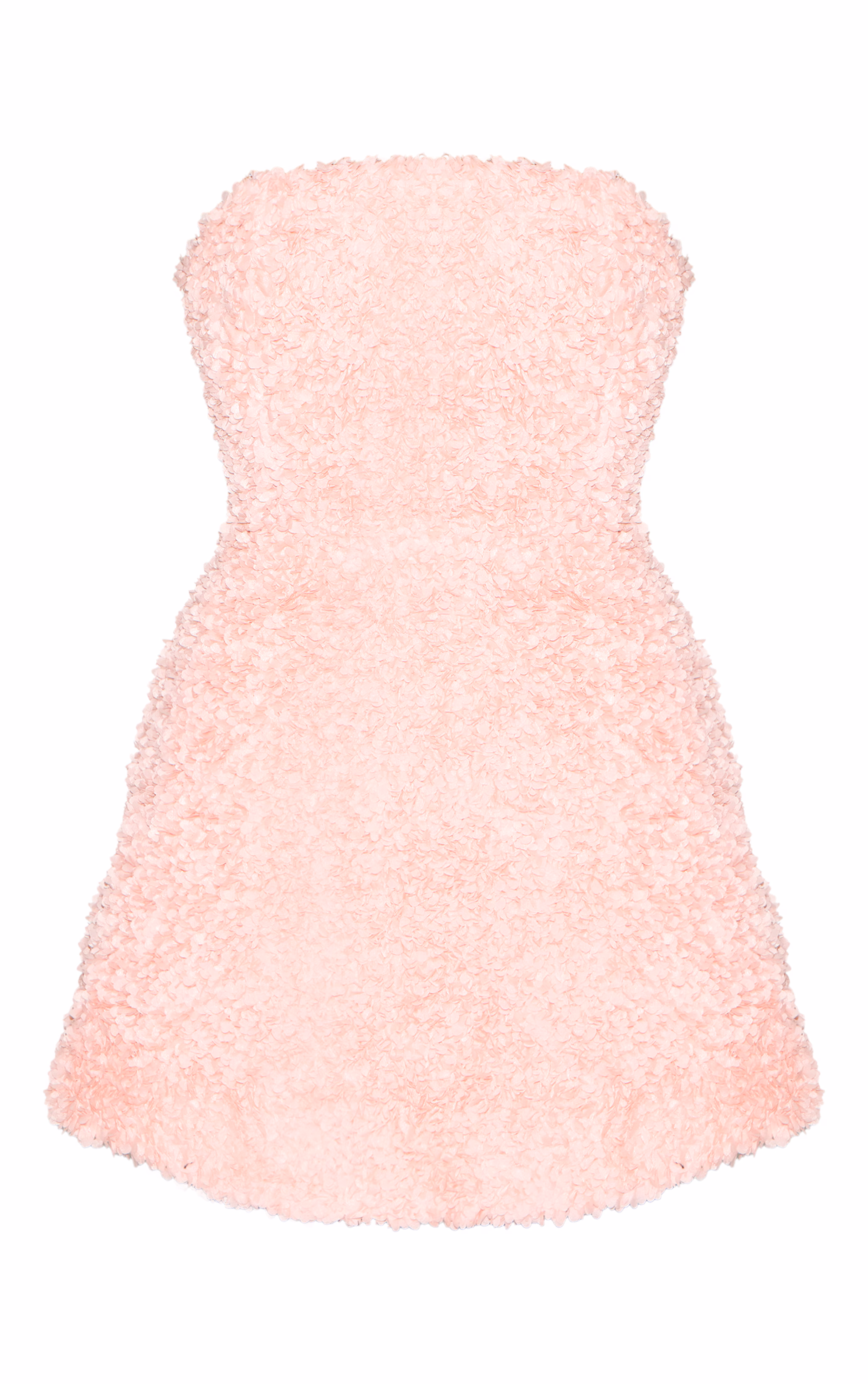 Baby Pink Floral Textured Bandeau Mini Dress