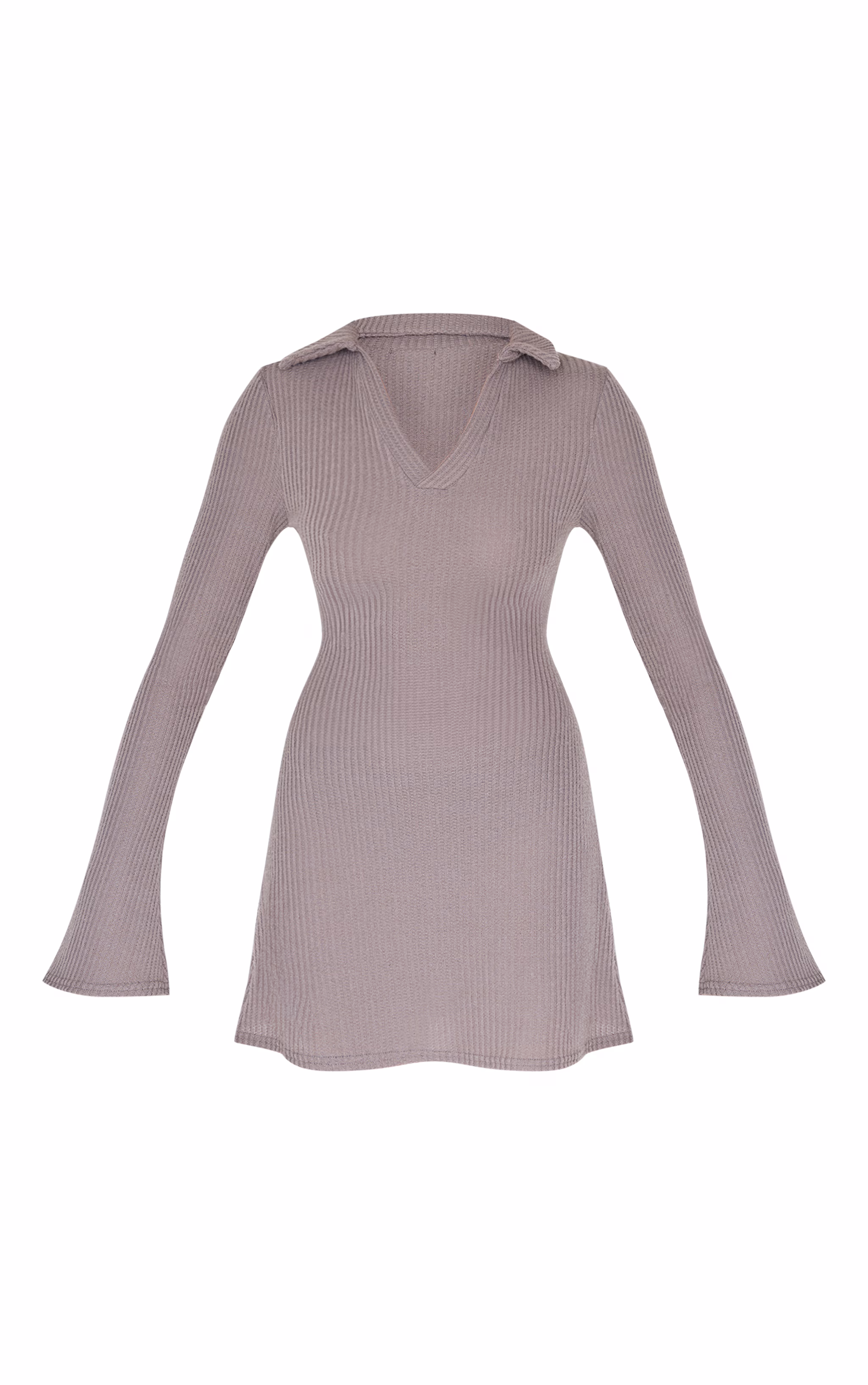 Charcoal Waffle Textured Long Sleeve Shift Dress