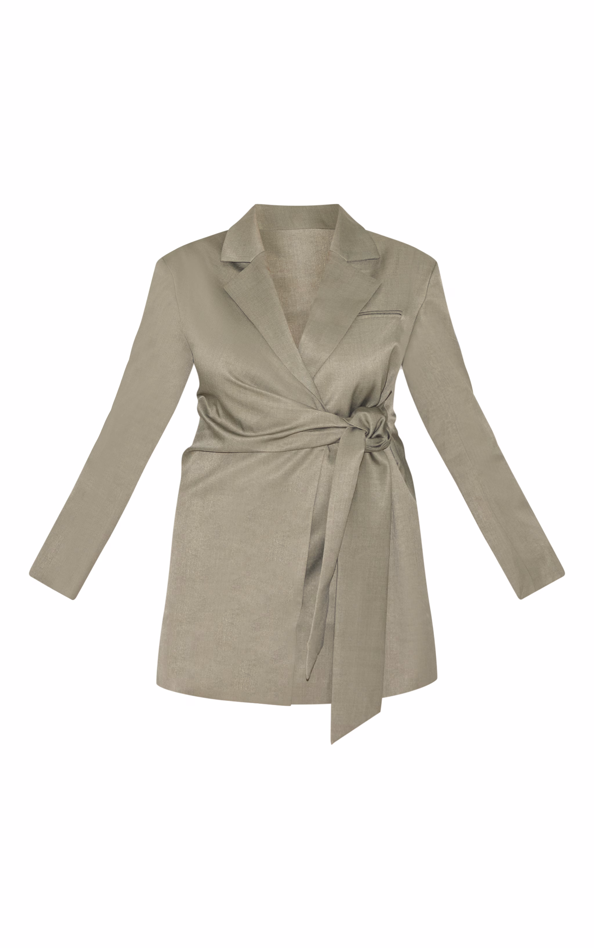 Plus Grey Woven Bazer Side Tie Mini Dress