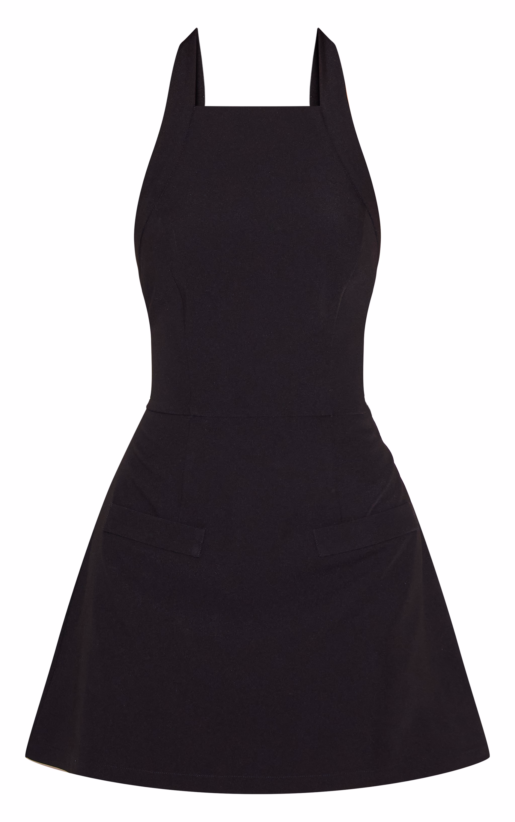 Black Tailored Woven Halterneck A Line Dress