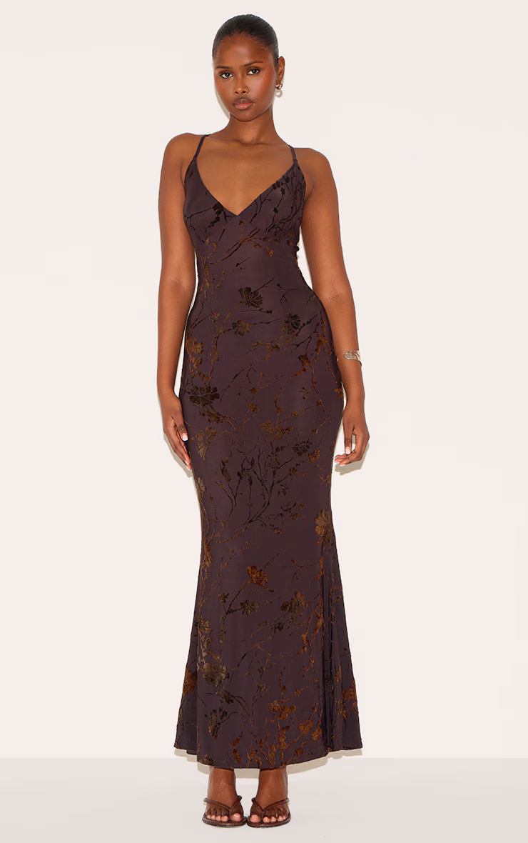 Plum Devore V-neck Maxi Dress