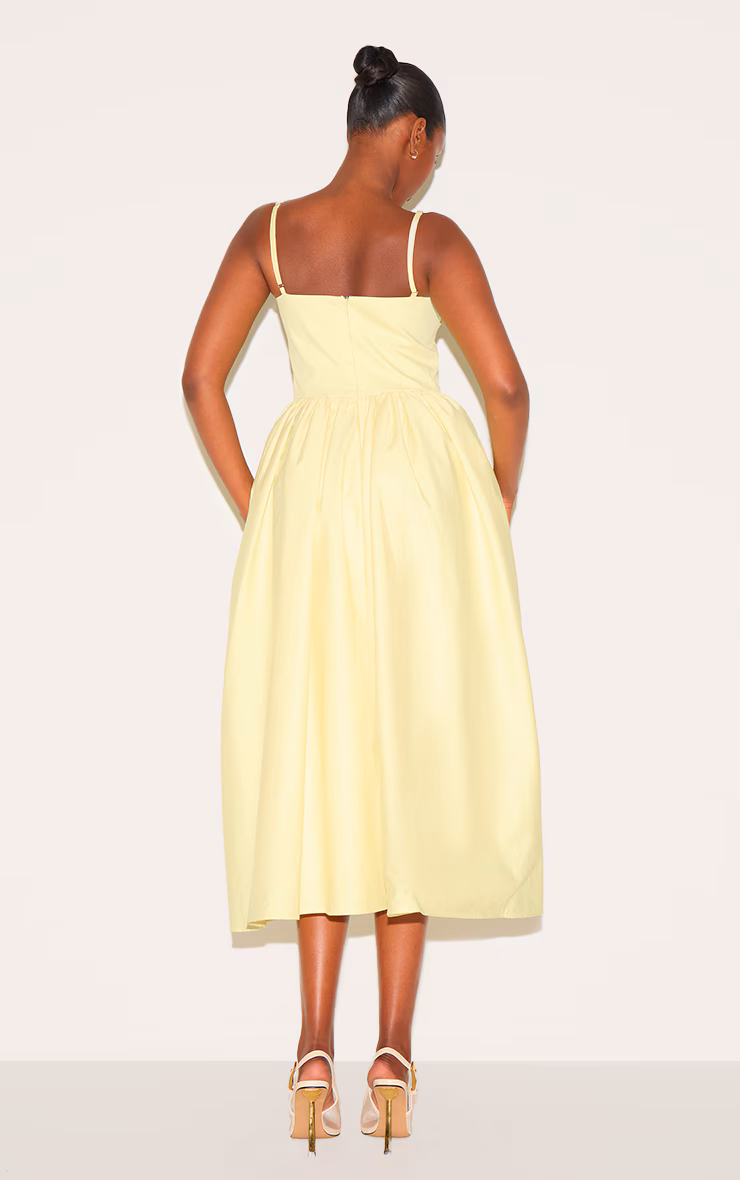 Lemon Ruched Bust Corset Strappy Midaxi Dress