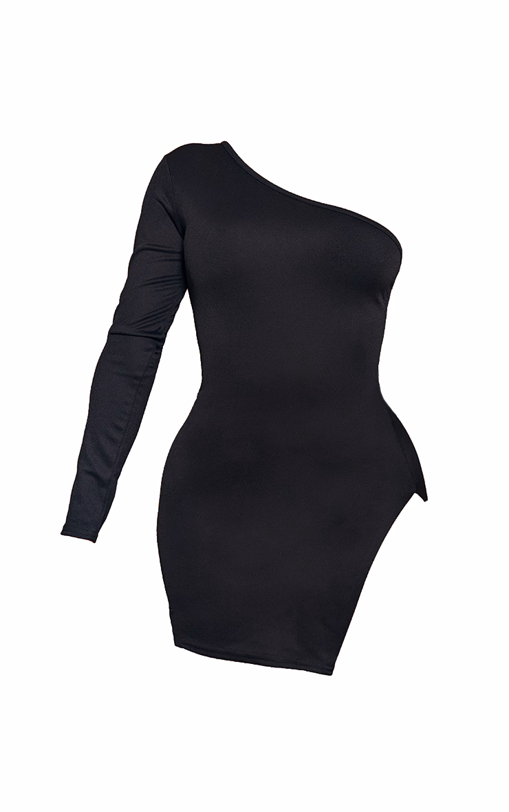 Shape Black One Shoulder Split Bodycon Dress