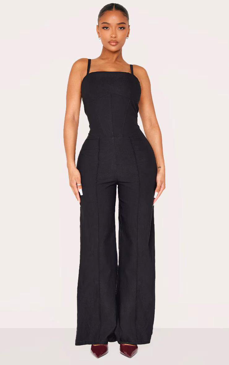 Shape Black Tailored Corset Wide Leg Jumpsuit
