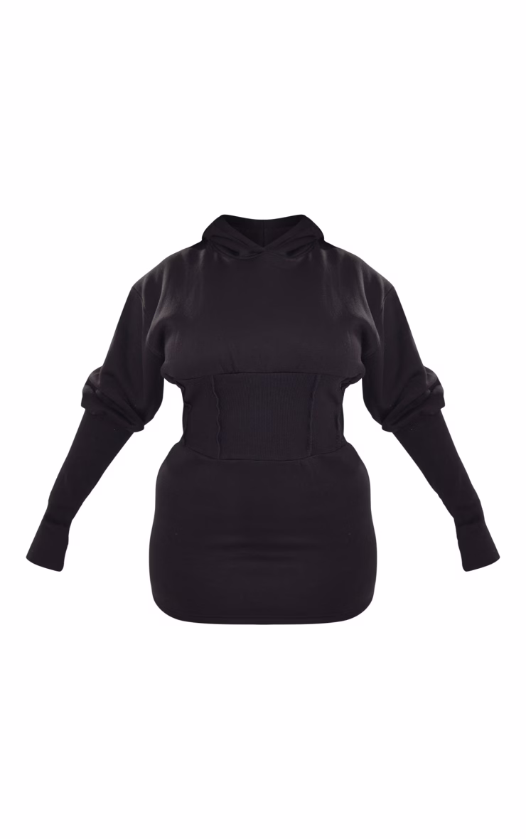 Shape Black Sweat Corset Detail Sweater Dress