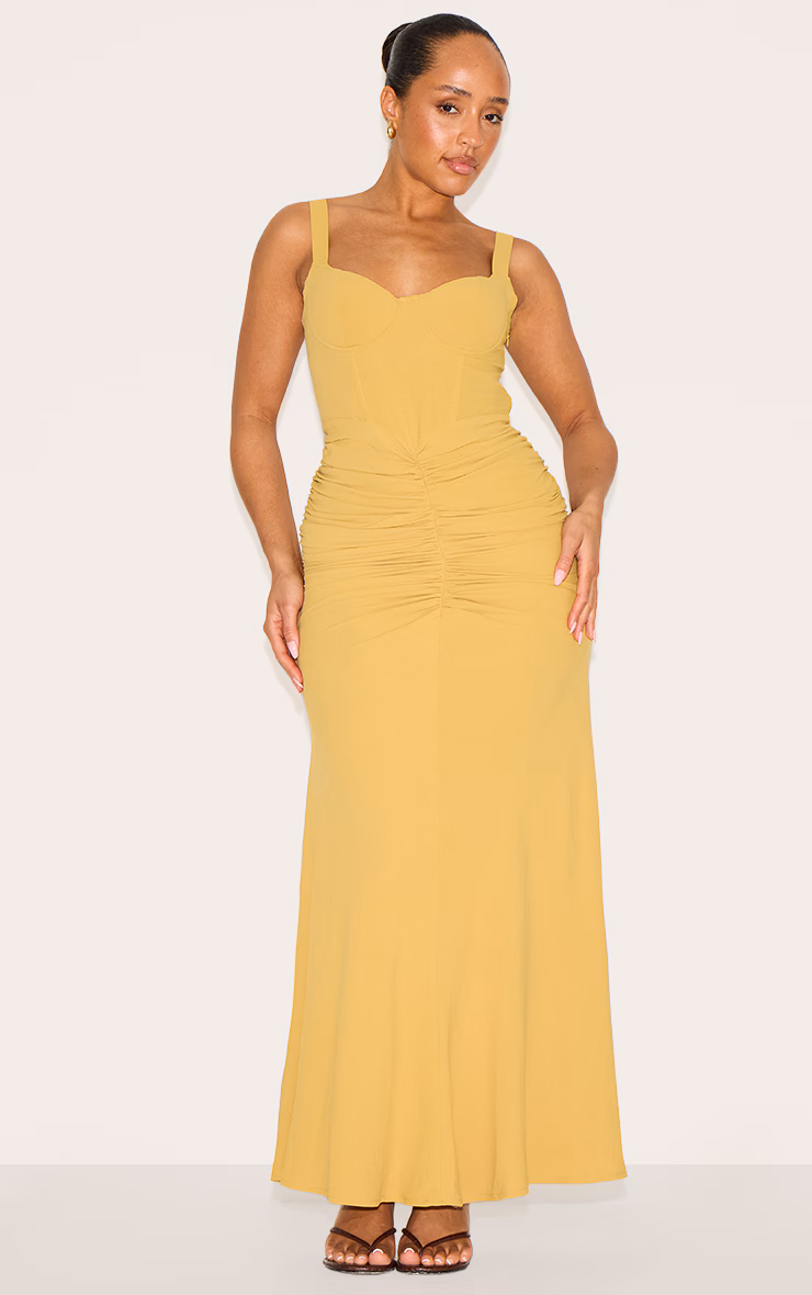 Shape Lime Tailored Ruched Front Fishtail Maxi Dress