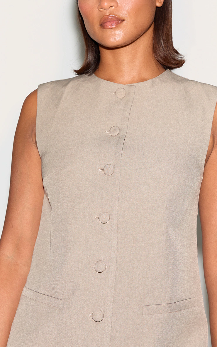 Mushroom Tailored Woven Button Down A Line Dress