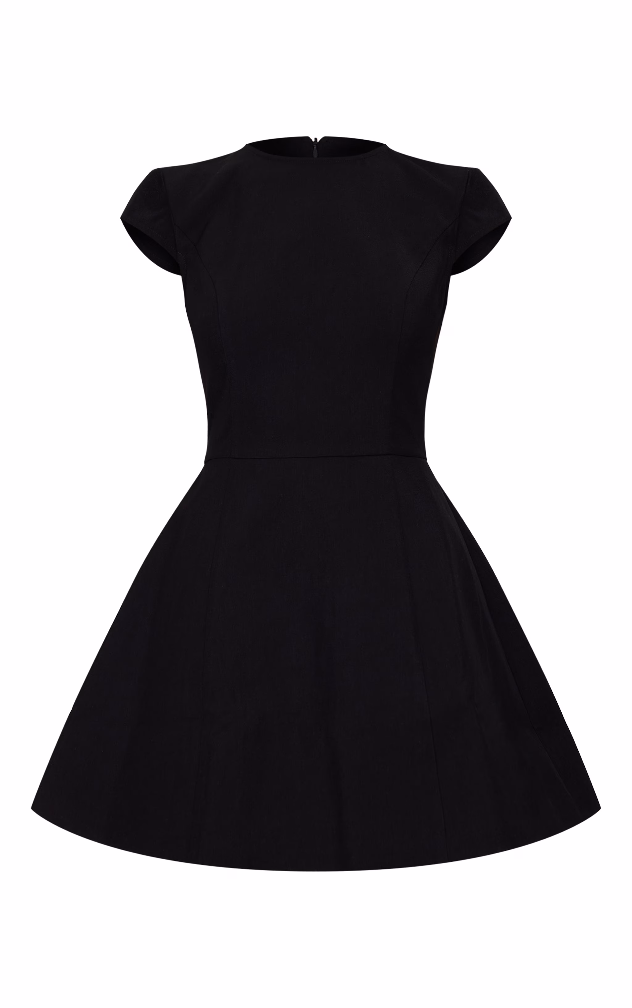 Black Cap Sleeve Mini Curved Shift Dress