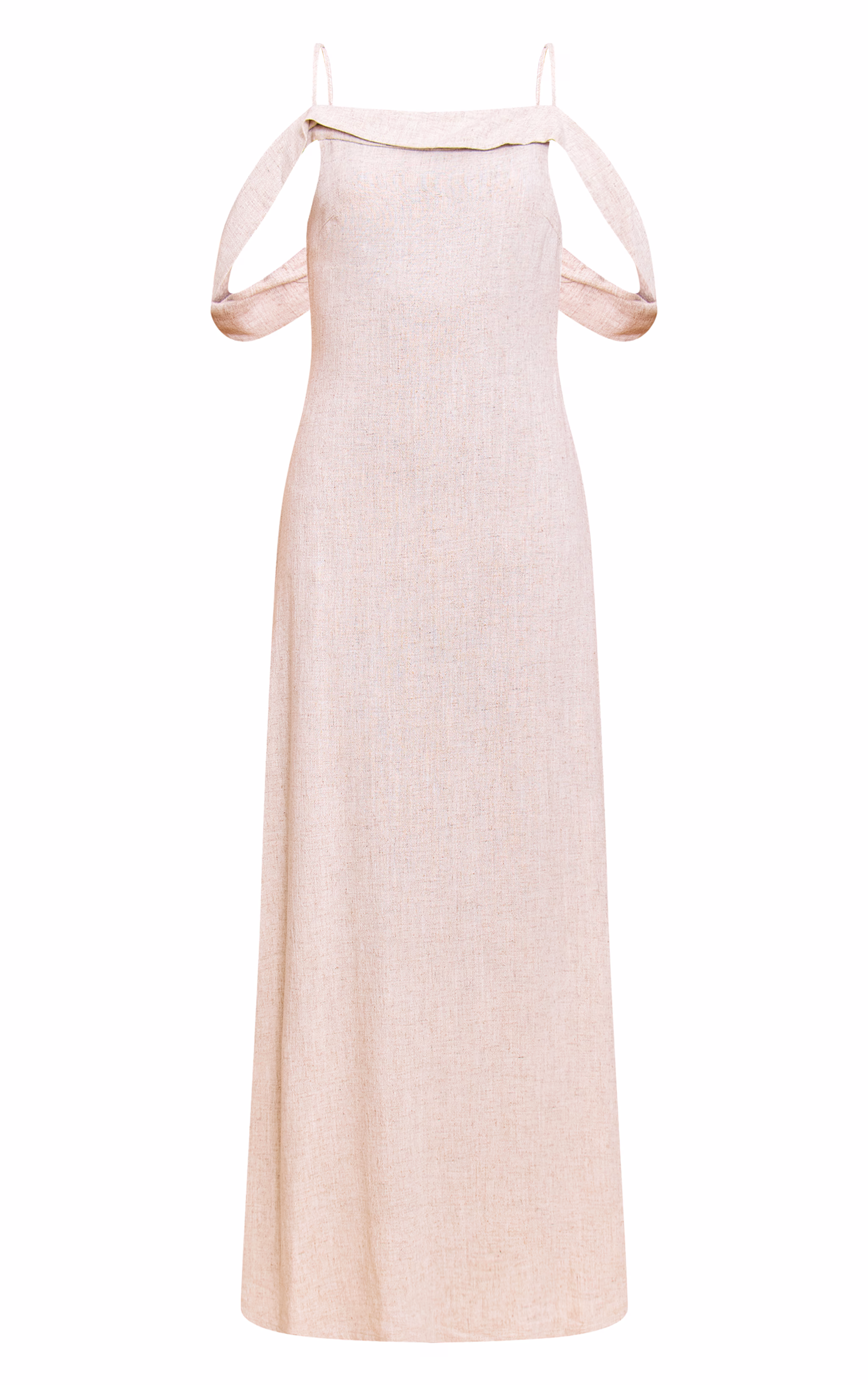 Natural Textured Strappy Drape Detail Maxi Dress