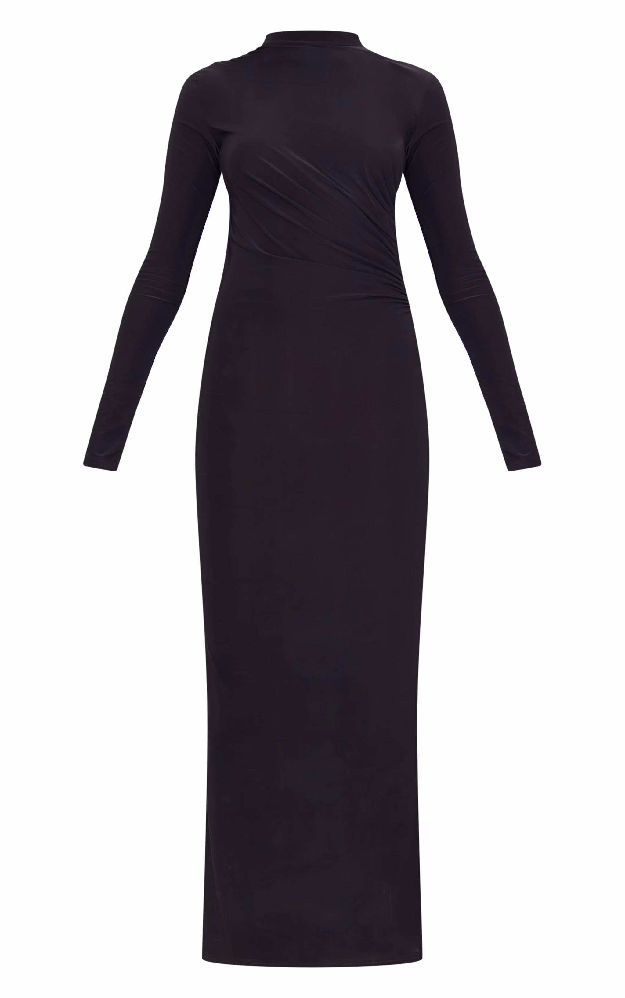 Black Slinky Long Sleeve Maxi Dress