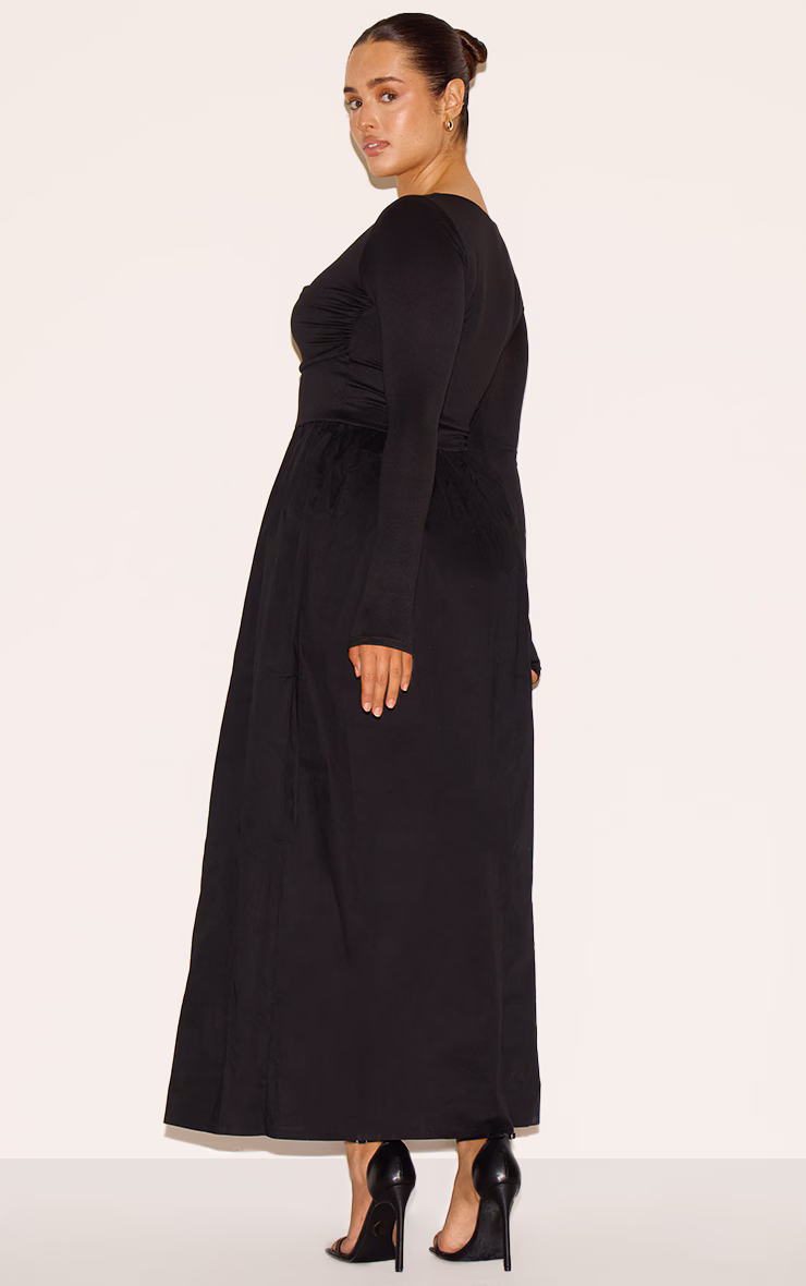 Shape Black Scoop Neck Ruched Bust Maxi Shift Dress