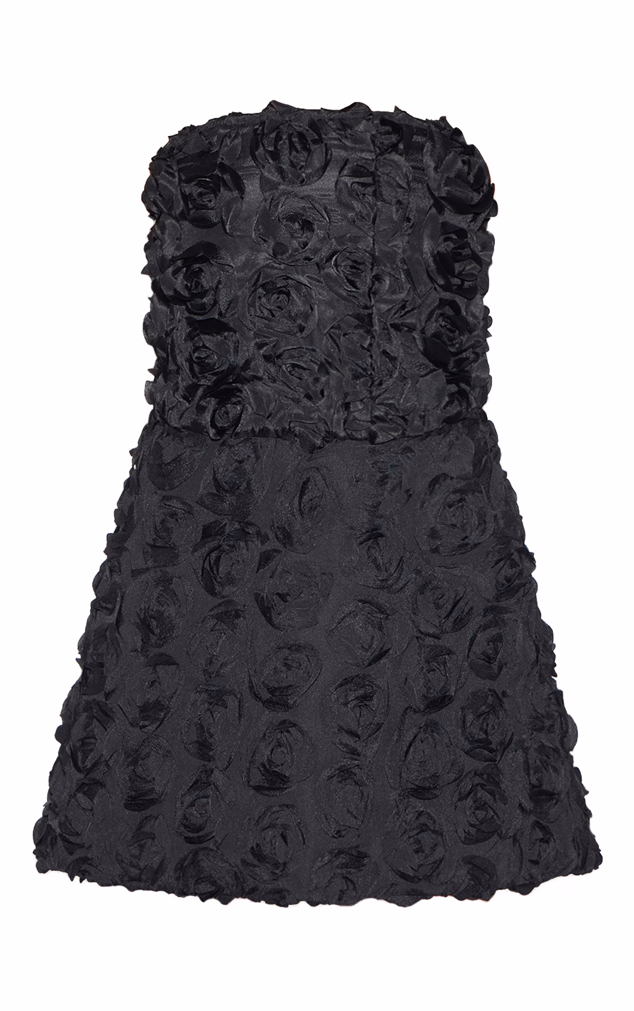 Black Floral Ruffle A-line Dress
