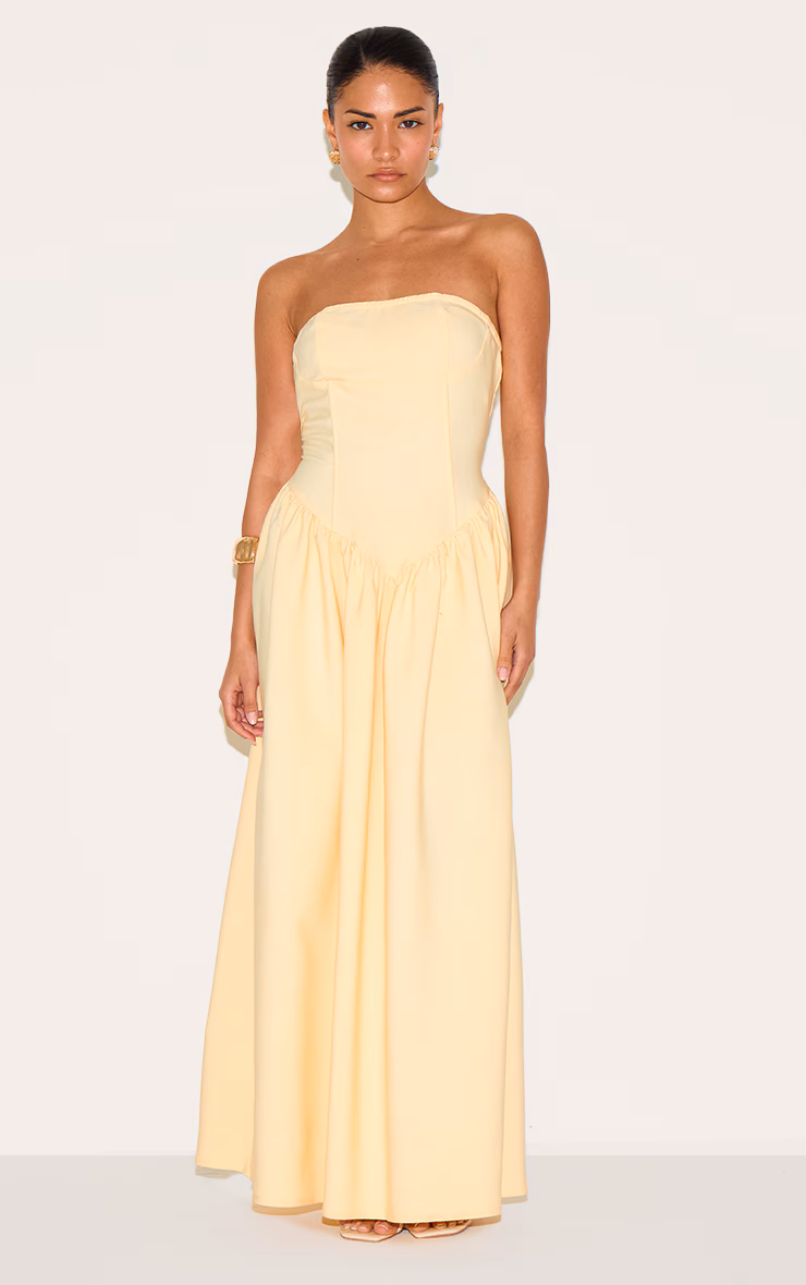 Petite Butter Cream Bandeau Floaty Maxi Dress