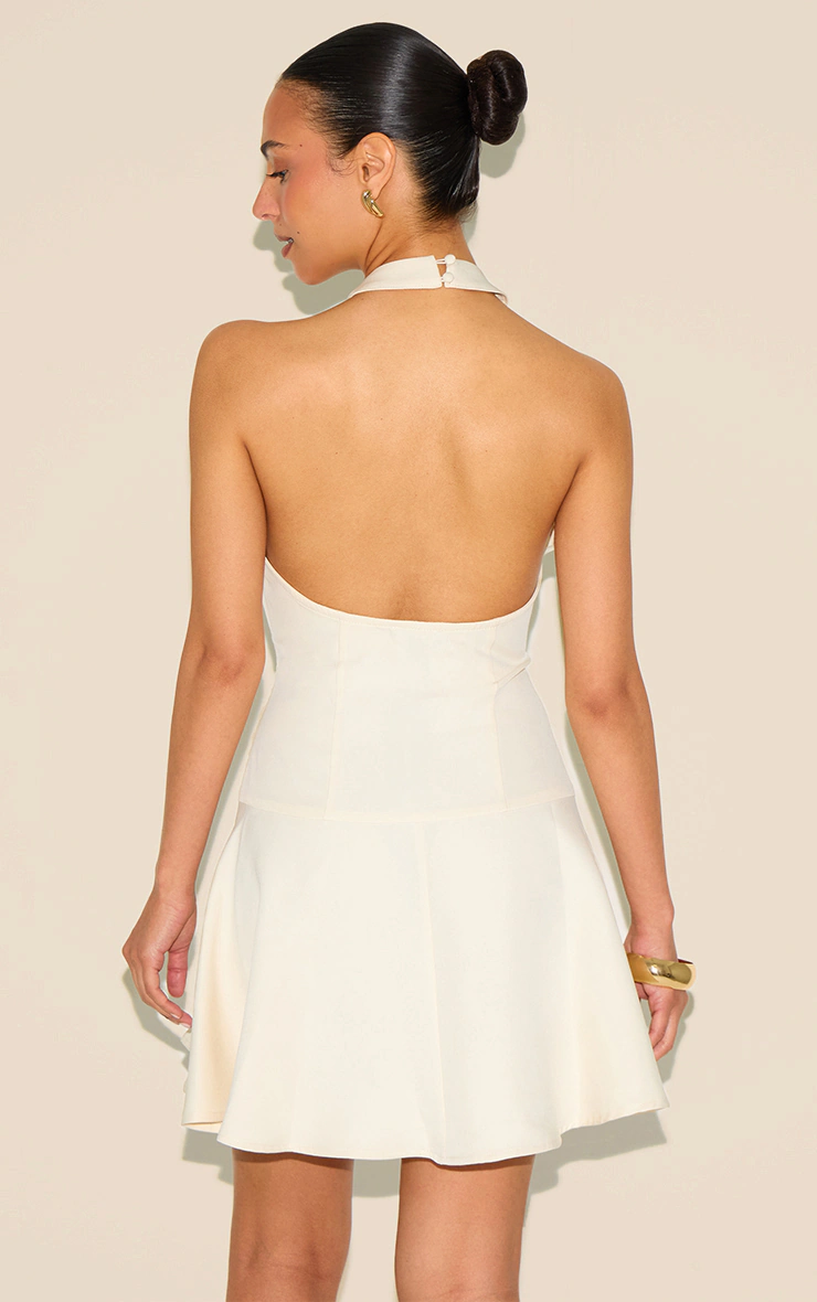 Petite Butter Cream Halterneck Shift Dress