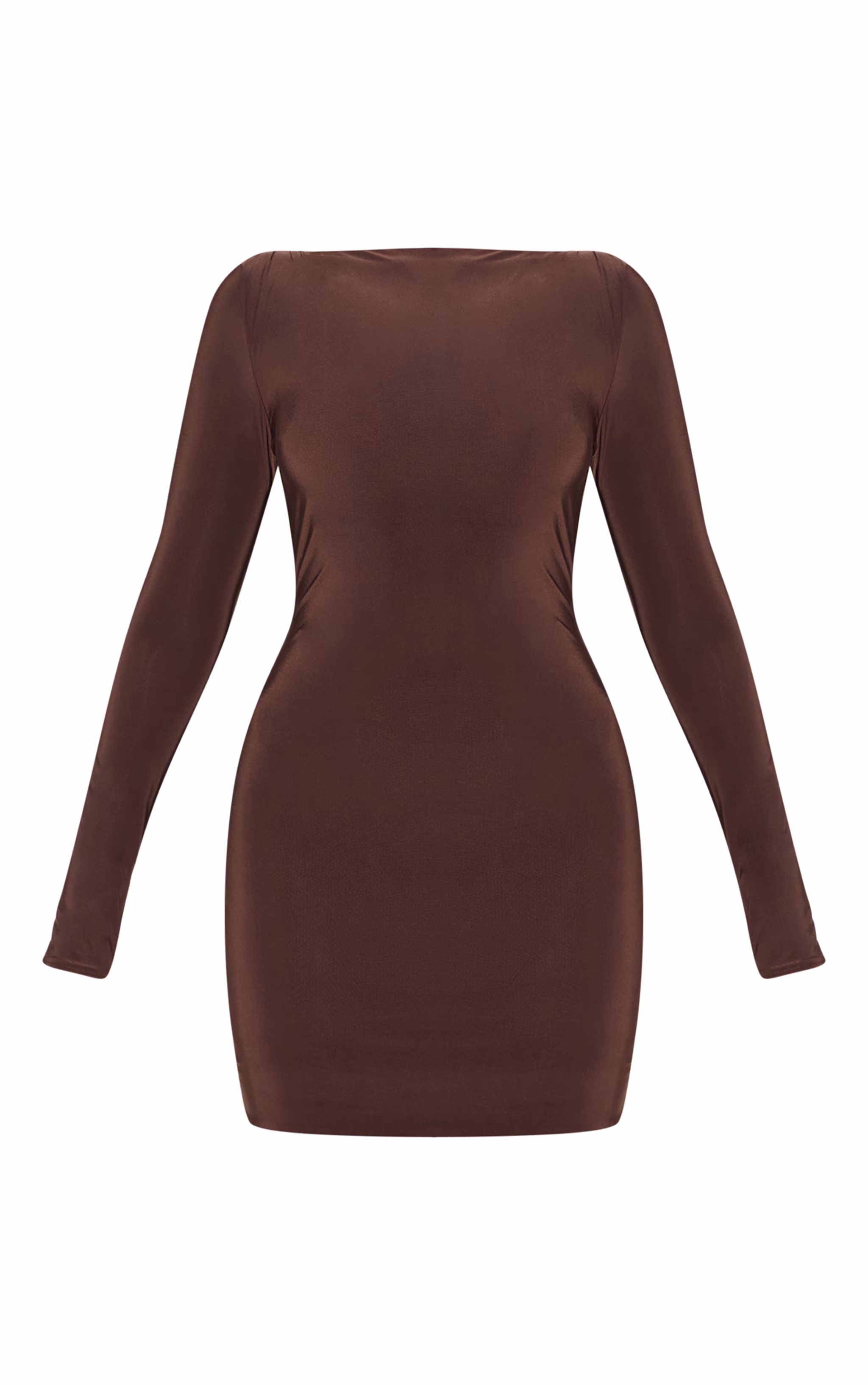 Chocolate Slinky Long Sleeve Mini Dress