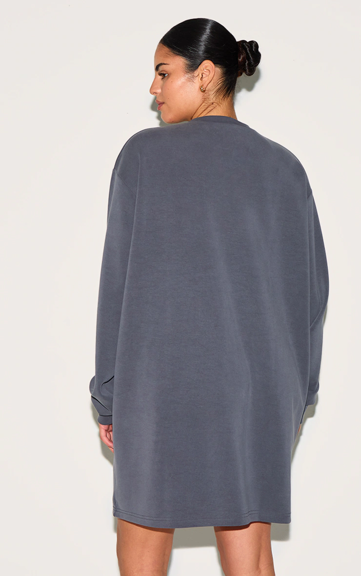 Plus Charcoal Grey Modal Long Sleeve Sweatshirt Dress