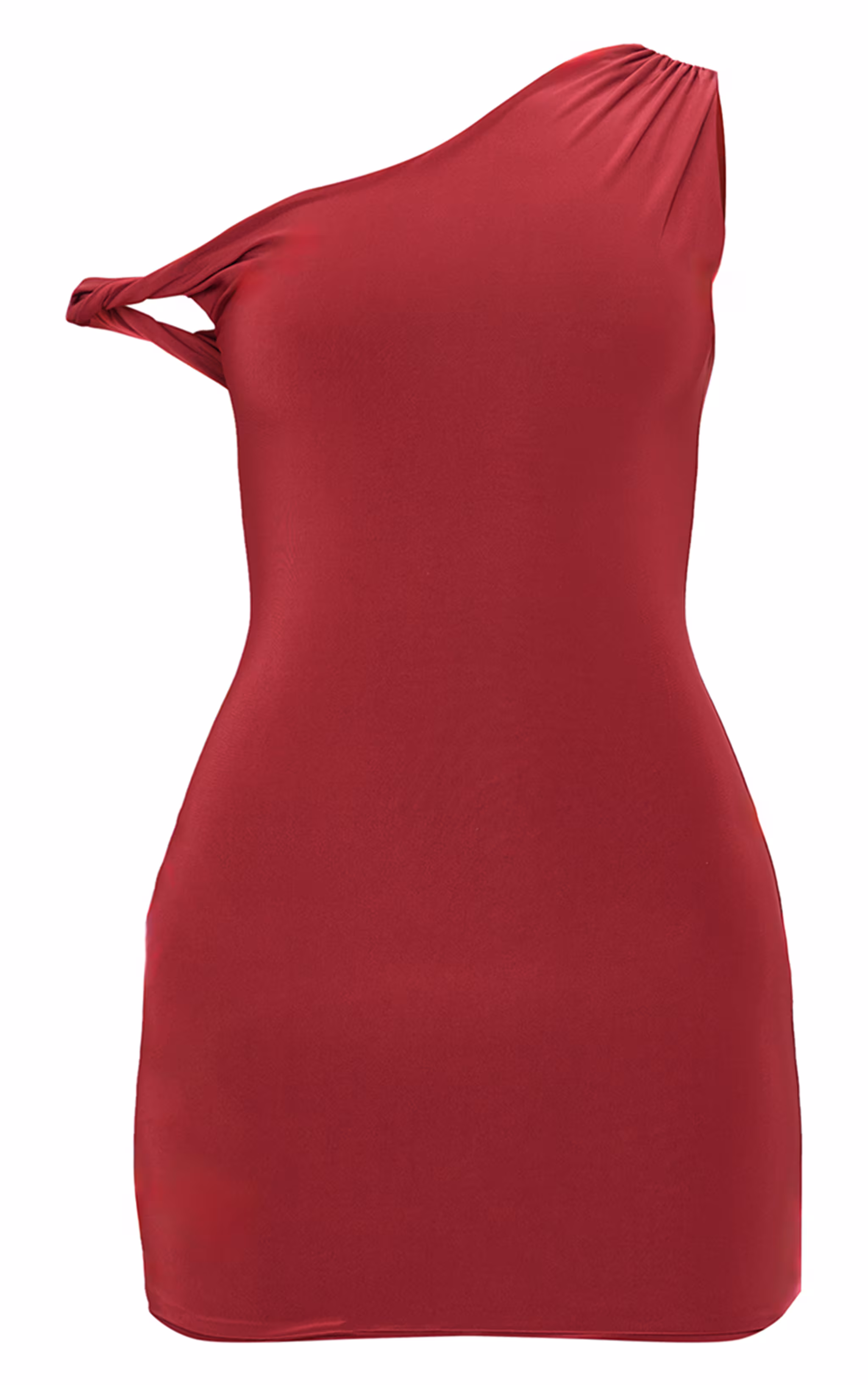 Burgundy Double Layer Slinky Twist Bodycon Dress