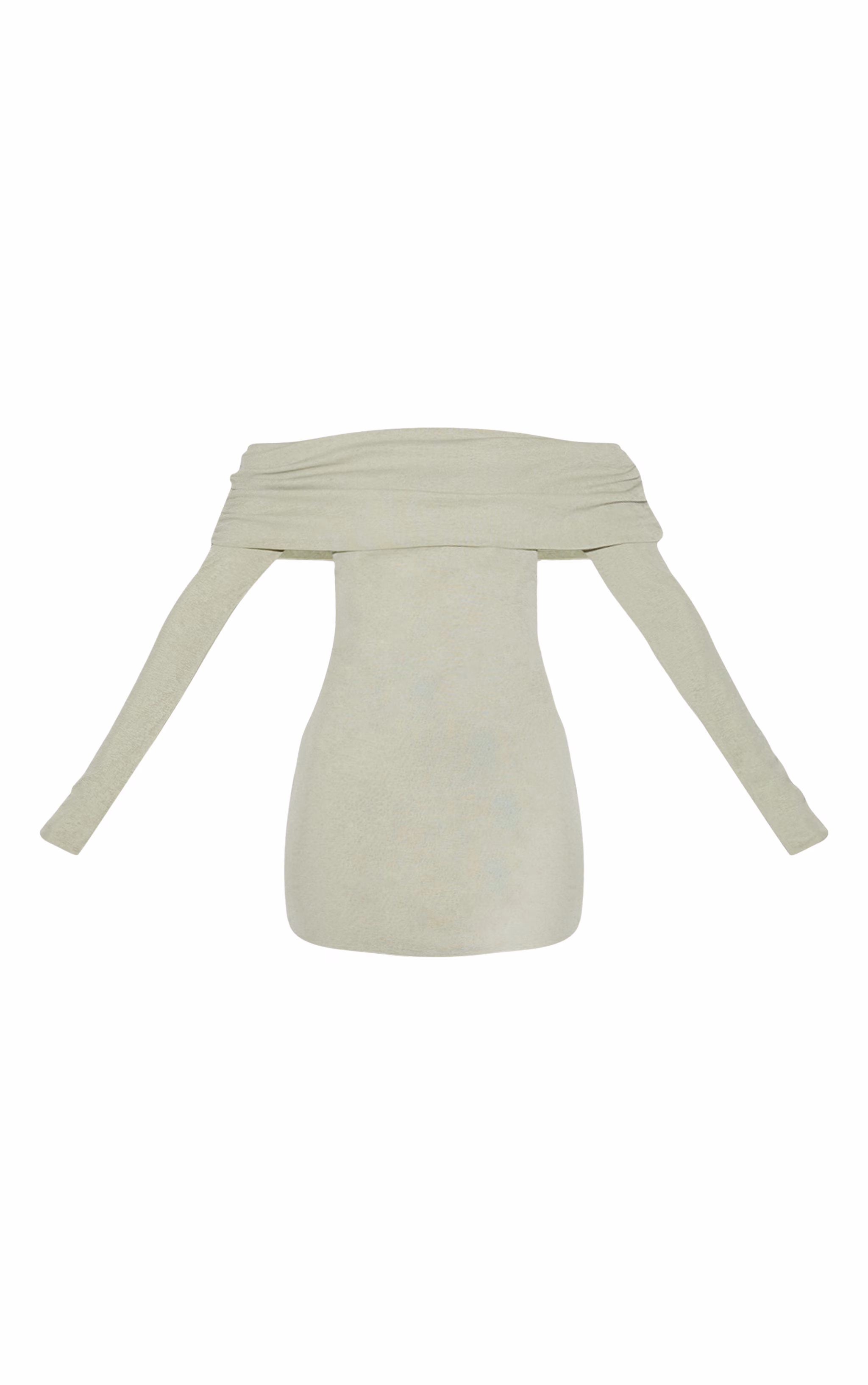 Sage Green Onion Skin Bardot Ruched Bodycon Dress