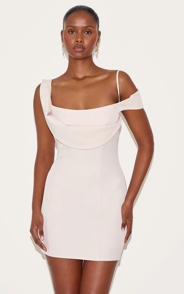 Cream Woven Drape Mini Dress