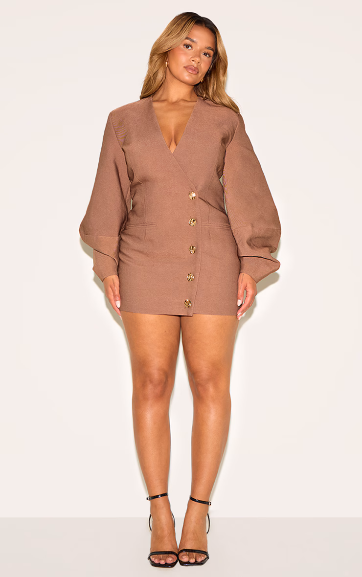 Shape Mocha Tailored Cocoon Sleeve A Line Blazer Dress