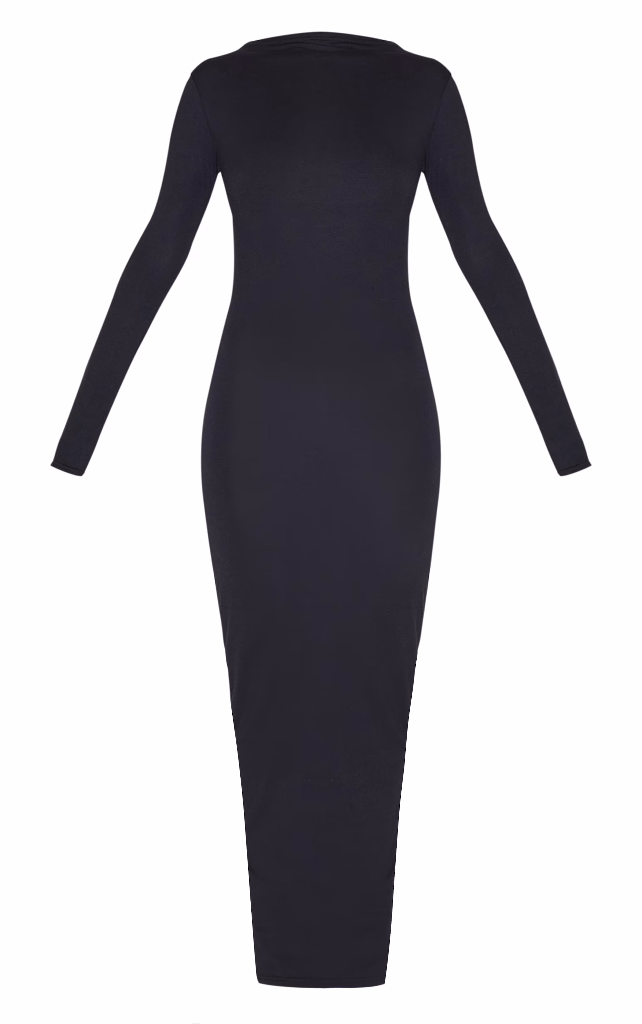 Black High Neck Boat Neck Split Maxi Dress