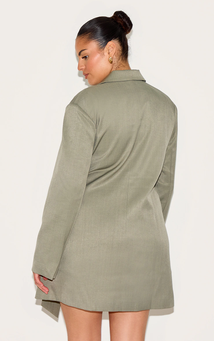 Plus Grey Woven Bazer Side Tie Mini Dress