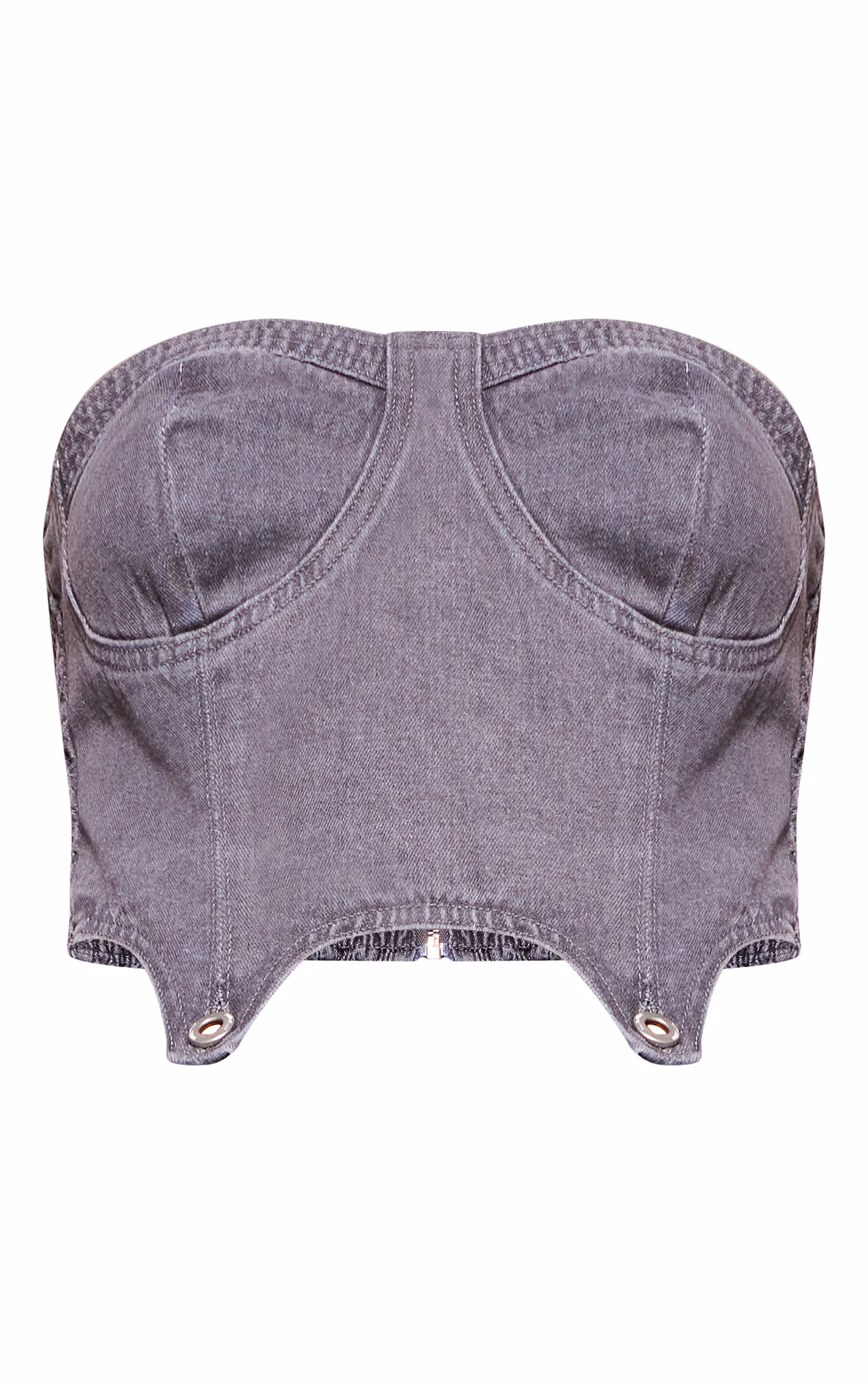 Washed Grey Detachable Bandeau Denim Jumpsuit