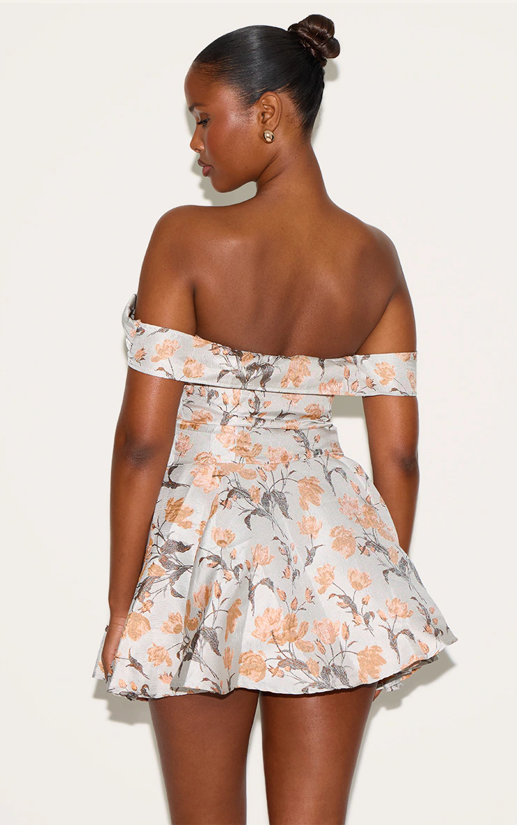 Blue Bardot Jacquard Shift Dress