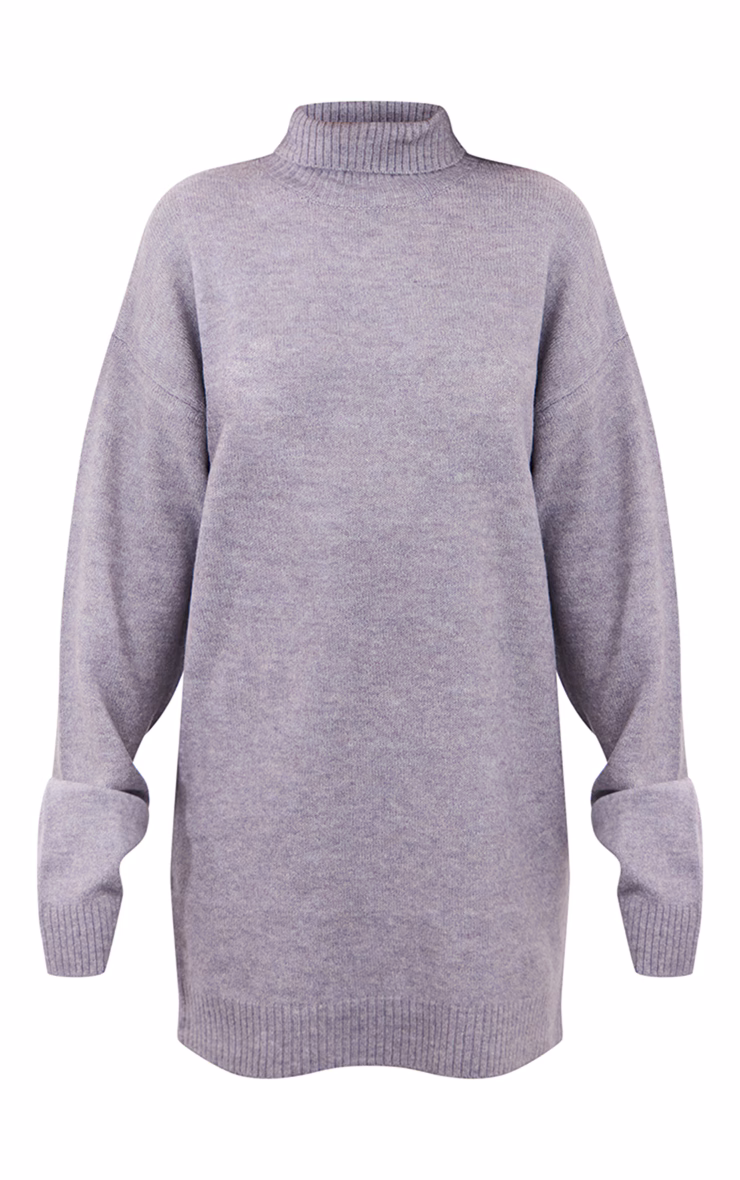 Petite Grey Knitted Slouchy Sweater Dress